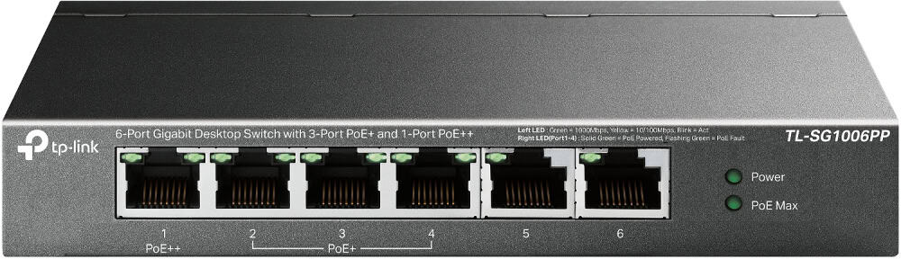 TP-Link TL-SG1006PP netwerk-switch Unmanaged Gigabit Ethernet (10/100/1000) Power over Ethernet (PoE) Grijs (SG1006PP) thumbnail