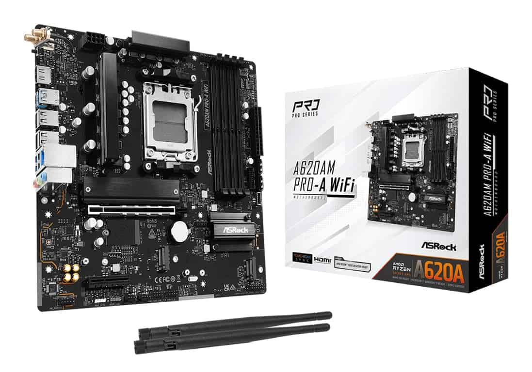 ASRock A620AM Pro-A WiFi         AM5 mATX HDMI          DDR5 (90-MXBSY0-A0UAYZ) thumbnail