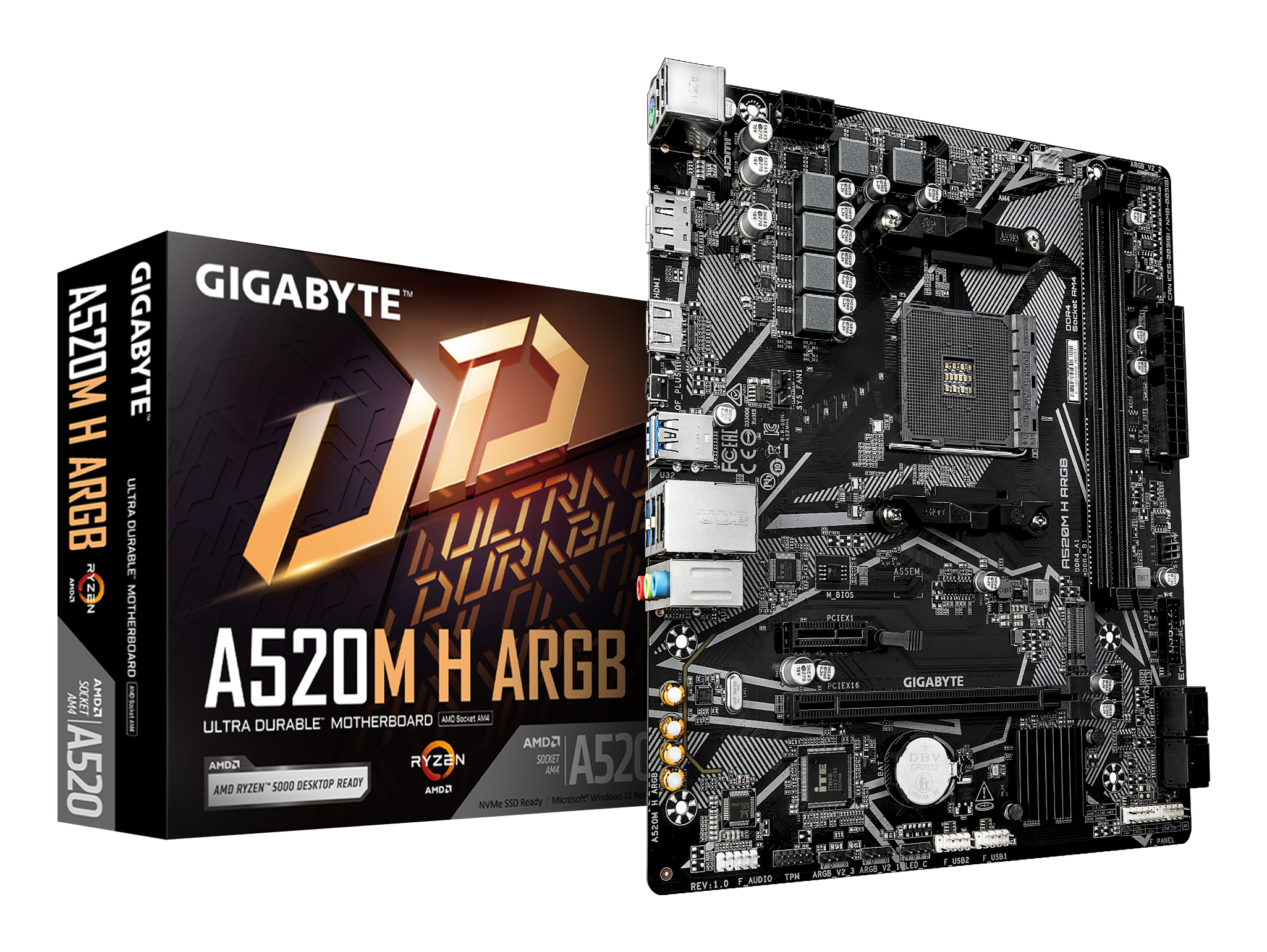 GIGABYTE A520M H ARGB moederbord AMD A520 Socket AM4 micro ATX (A520M H ARGB) thumbnail