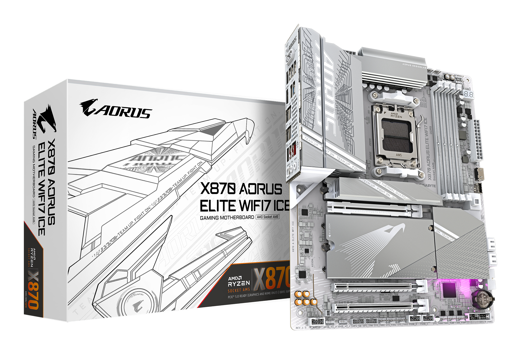 GIGABYTE X870 AORUS ELITE WIFI7 ICE AMD X870 Socket AM5 ATX (X870 A ELITE WF7 ICE 1.0) thumbnail
