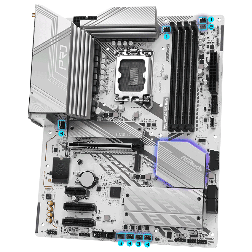 ASRock MB Sc LGA1851 Z890 PRO-A WIFI - Intel Z890 - 4xDDR5 - 1xDP - 1xHDMI - 1xThunderbolt - WI-FI (Z890PRO-AWIFI) thumbnail