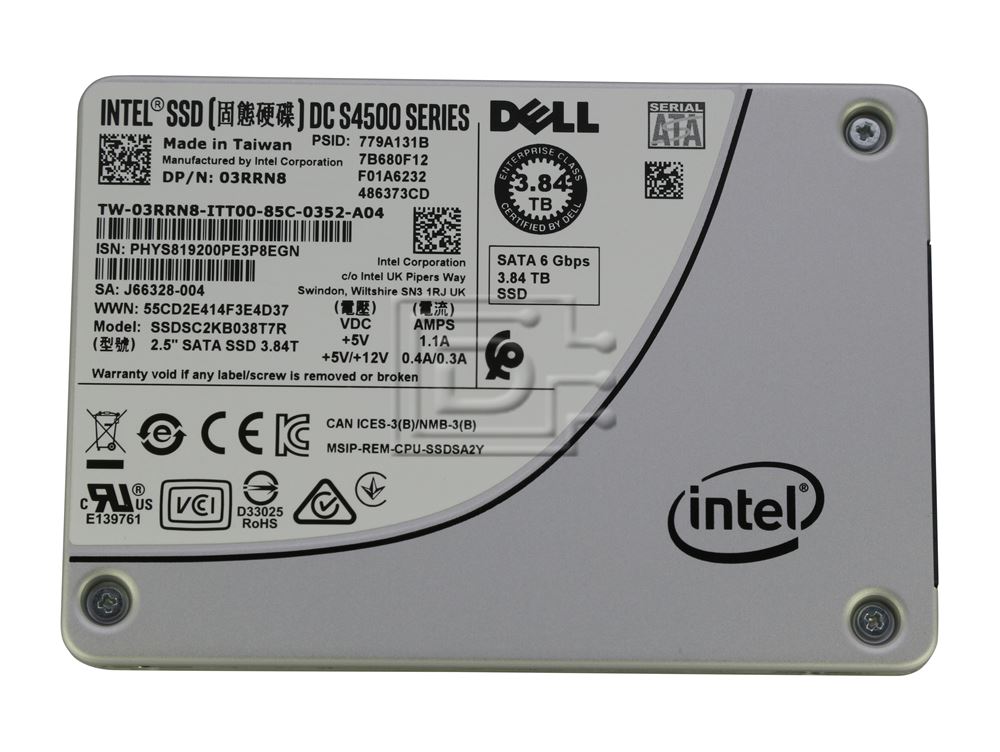 Dell 3.8TB, SSD, 512e, SATA, 2.5 (3RRN8) thumbnail