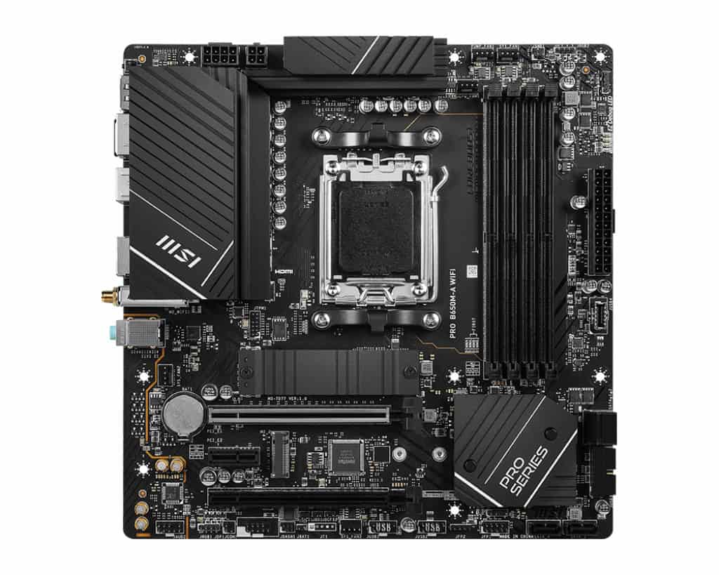MSI PRO B650M-A WIFI AMD B650 Socket AM5 micro ATX (7D77-001R) thumbnail