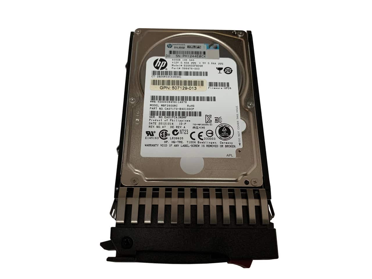 HP 600GB 10K RPM   2.5 SAS HDD (581311-001B-RFB) thumbnail