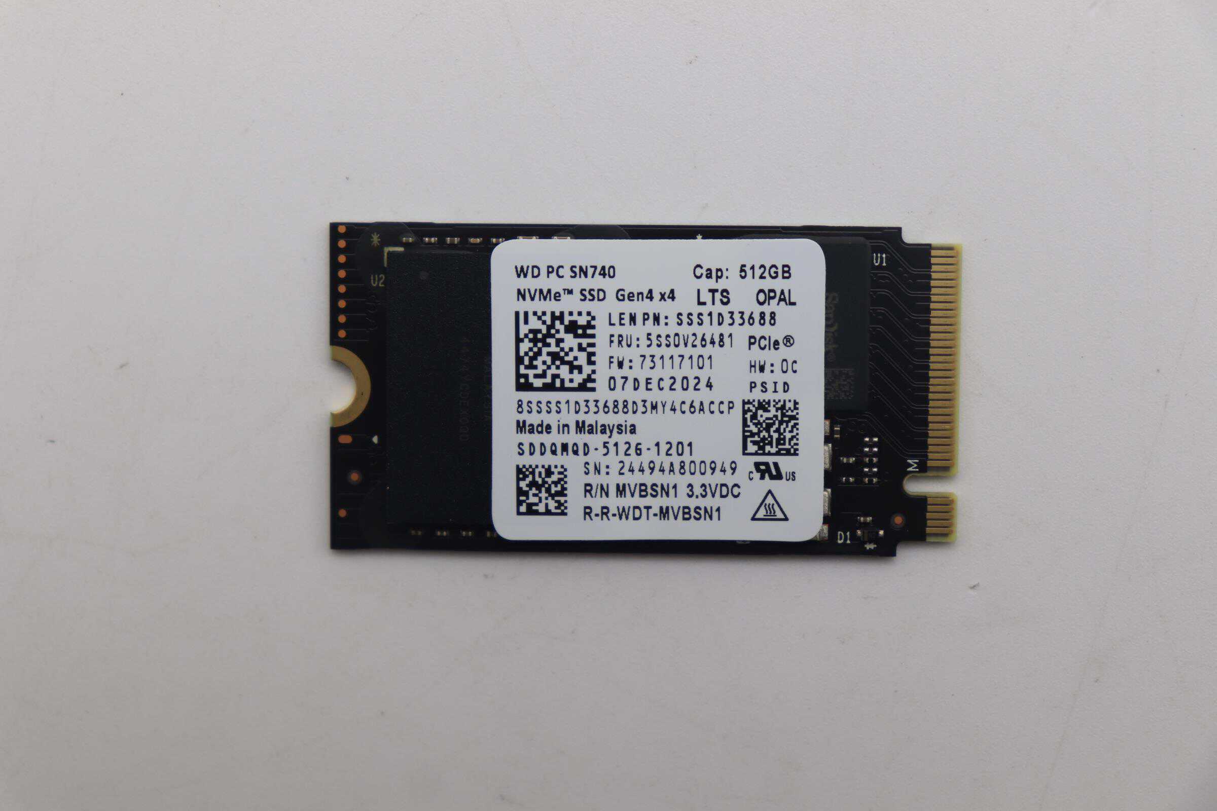 Lenovo SSD 512GB 2242 PCIe G4V x4 (5SS1J92000) (5SS1J92000) thumbnail