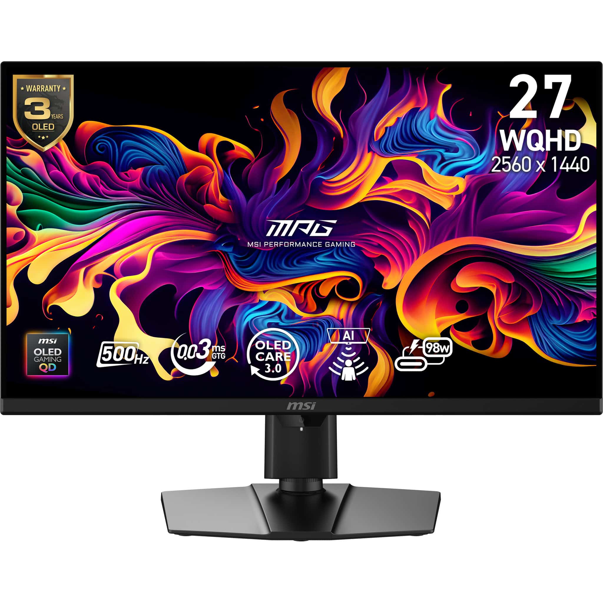 MSI MPG 271QR QD-OLED X50 computer monitor 67,3 cm (26.5") 2560 x 1440 Pixels Wide Quad HD Zwart (9S6-3CF49T-001) thumbnail