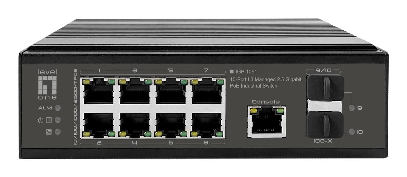 LevelOne IGP-1091 Managed L3 2.5G Ethernet (100/1000/2500) Power over Ethernet (PoE) Bureaublad-/wandmontage Zwart (IGP-1091) thumbnail