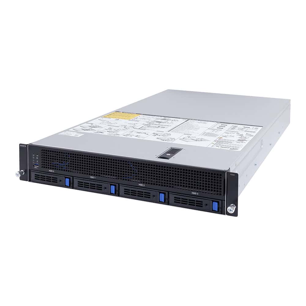 GIGABYTE G242-Z12 Socket SP3 Rack (2U) Zwart, Grijs (6NG242Z12MR-00) thumbnail