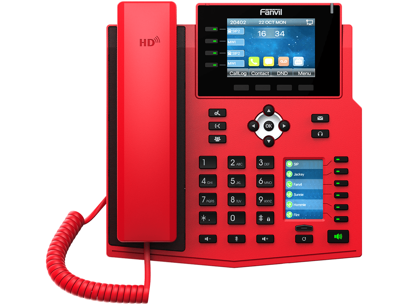 Grandstream Networks Fanvil X5U-R SIP èervený tel., 3,5bar.disp.+ 2,4 disp., 16SIP, 4link.tl., 30DSS tl., BT, (X5U-R) thumbnail