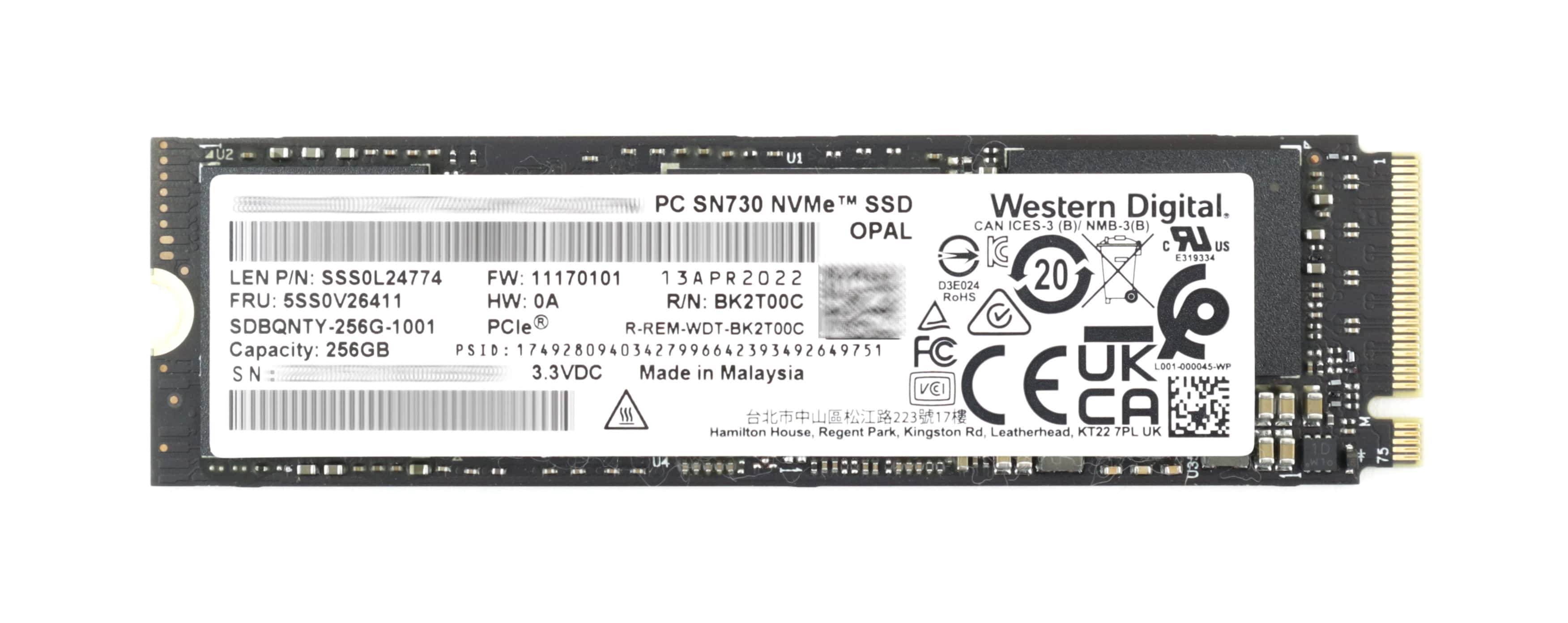 Lenovo SSD 256G,M.2,2280,PCIE3X4,OPAL,WD (5SS0V26411 BULK) thumbnail