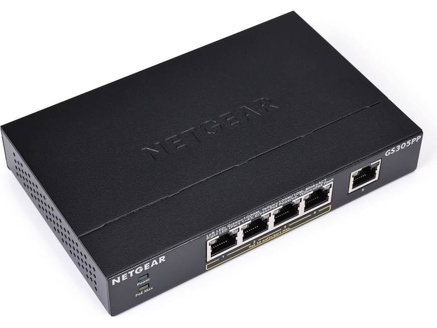 Netgear Gs305Pp Unmanaged Gigabit Over Ethernet (Poe) Black (GS305PP) (GS305PP) thumbnail