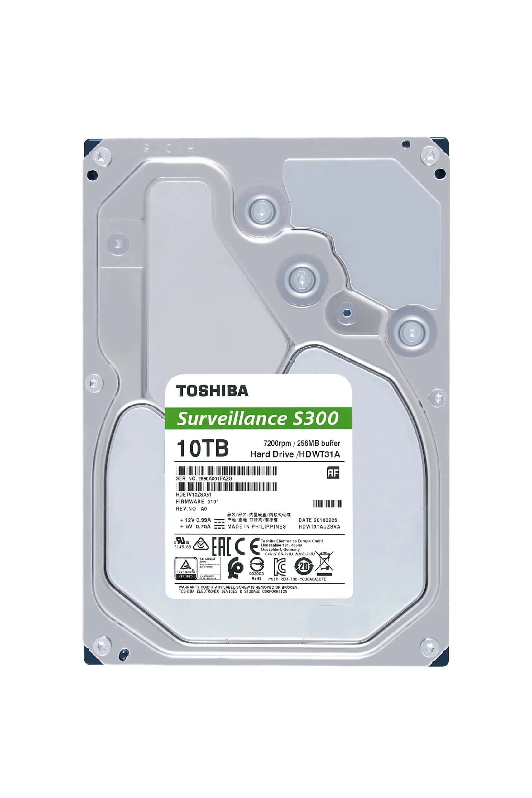 Toshiba S300 Surveillance - Pevný disk - 10 TB - interní - 3.5 - SATA 6Gb/s - 7200 ot/min (HDWT31AUZSVA) thumbnail