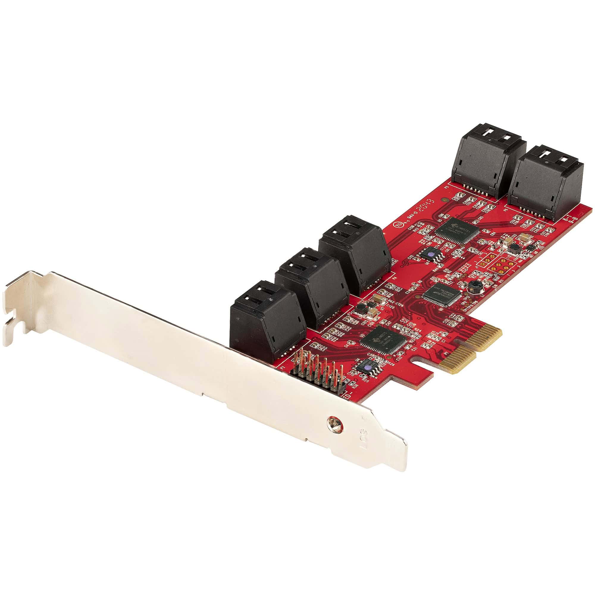 StarTech.com SATA PCIe Kaart, 10 Port PCIe SATA Uitbreidingskaart, 6Gbps, Low/Full Profile, Stacked SATA Connectors, ASM1062 Non-Raid, PCI Express naar SATA Converter/Adapter (10P6G-PCIE-SATA-CARD) thumbnail