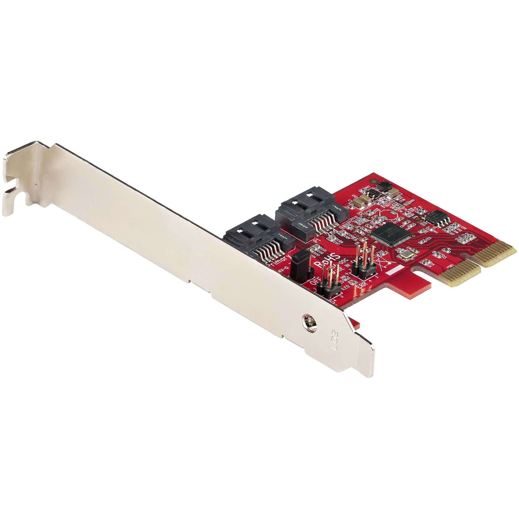 StarTech.com SATA PCIe Kaart - 2 Port PCIe SATA Uitbreidingskaart - 6Gbps - Full/Low Profile - PCI Express naar SATA Adapter/Controller - ASM1062R SATA RAID - PCIe naar SATA Converter (2P6GR-PCIE-SATA-CARD) thumbnail