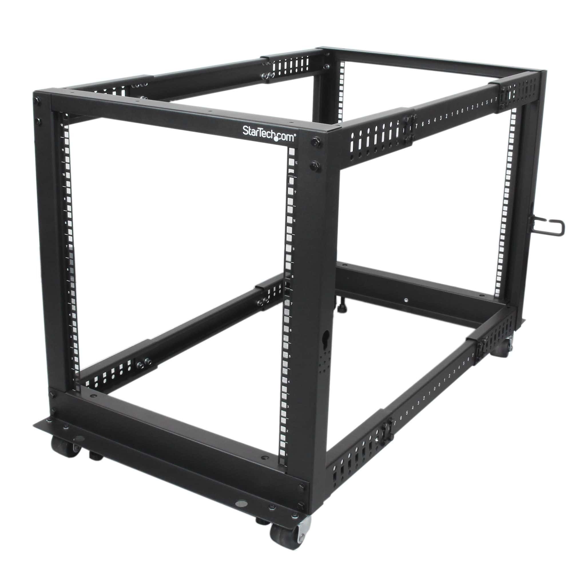 StarTech.com 12U 4-Post Server Rack, 19in Open Frame Rack met 101cm Montagediepte en 544kg Draagkracht, Mobiel of Vrijstaand IT Rack (4POSTRACK12U) thumbnail