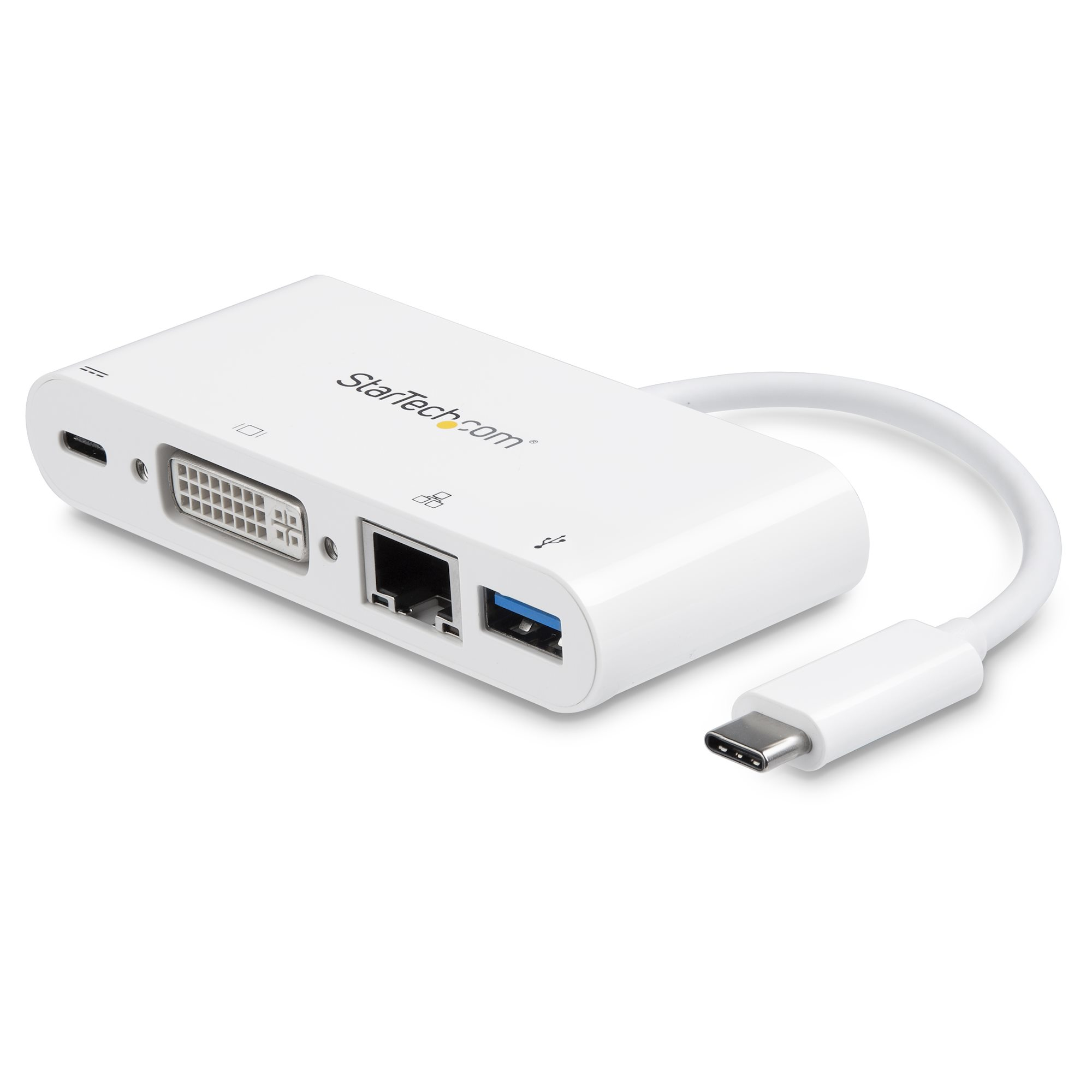 StarTech.com USB C Multiport Adapter, USB-C naar DVI-D (Digitaal) Video Adapter, 60W Power Delivery Passthrough Charging, GbE, USB-A, USB Type-C/Thunderbolt 3 Mini Laptop Dock (DKT30CDVPD) thumbnail
