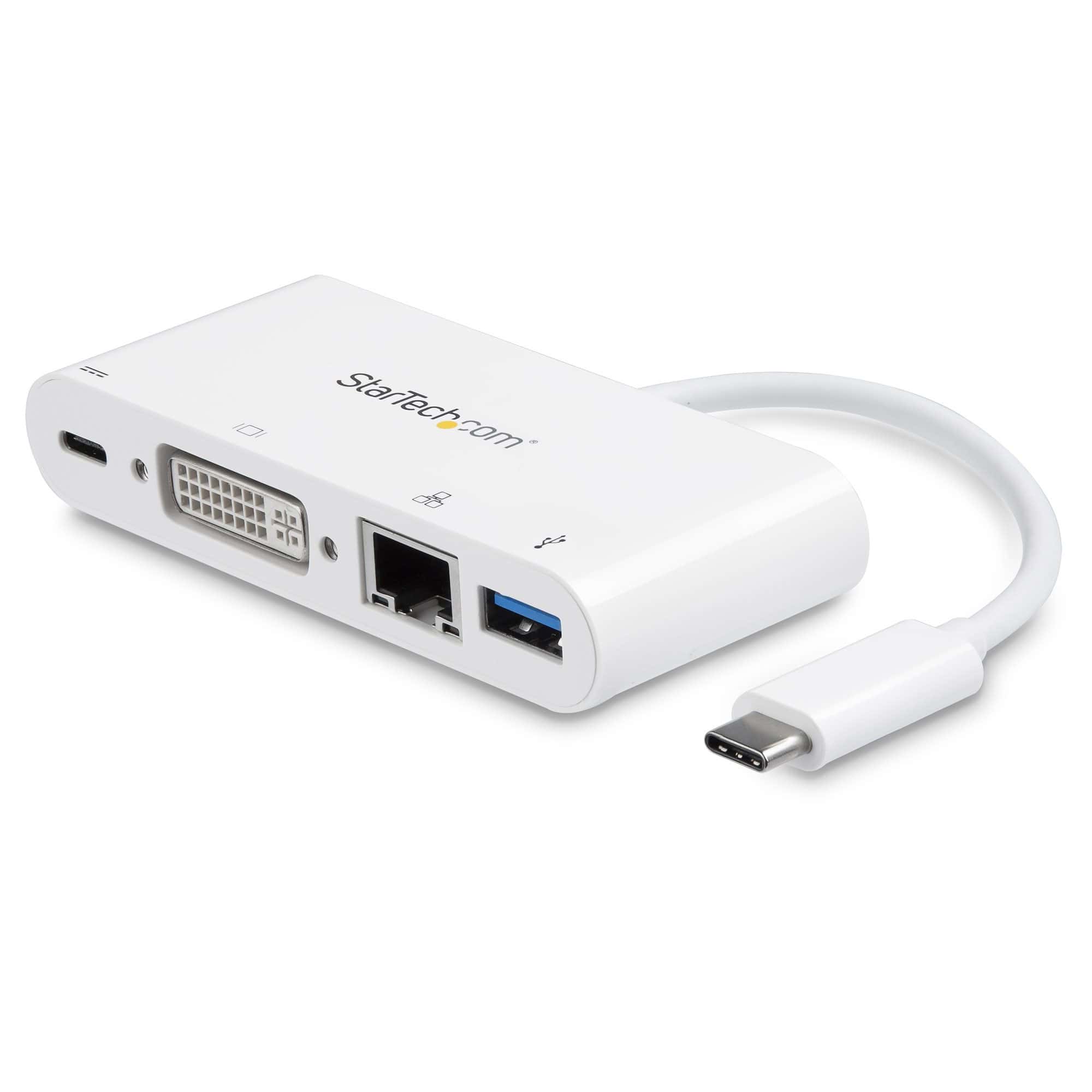 StarTech.com USB C Multiport Adapter, USB-C naar DVI-D (Digitaal) Video Adapter, 60W Power Delivery Passthrough Charging, GbE, USB-A, USB Type-C/Thunderbolt 3 Mini Laptop Dock (DKT30CDVPD) thumbnail