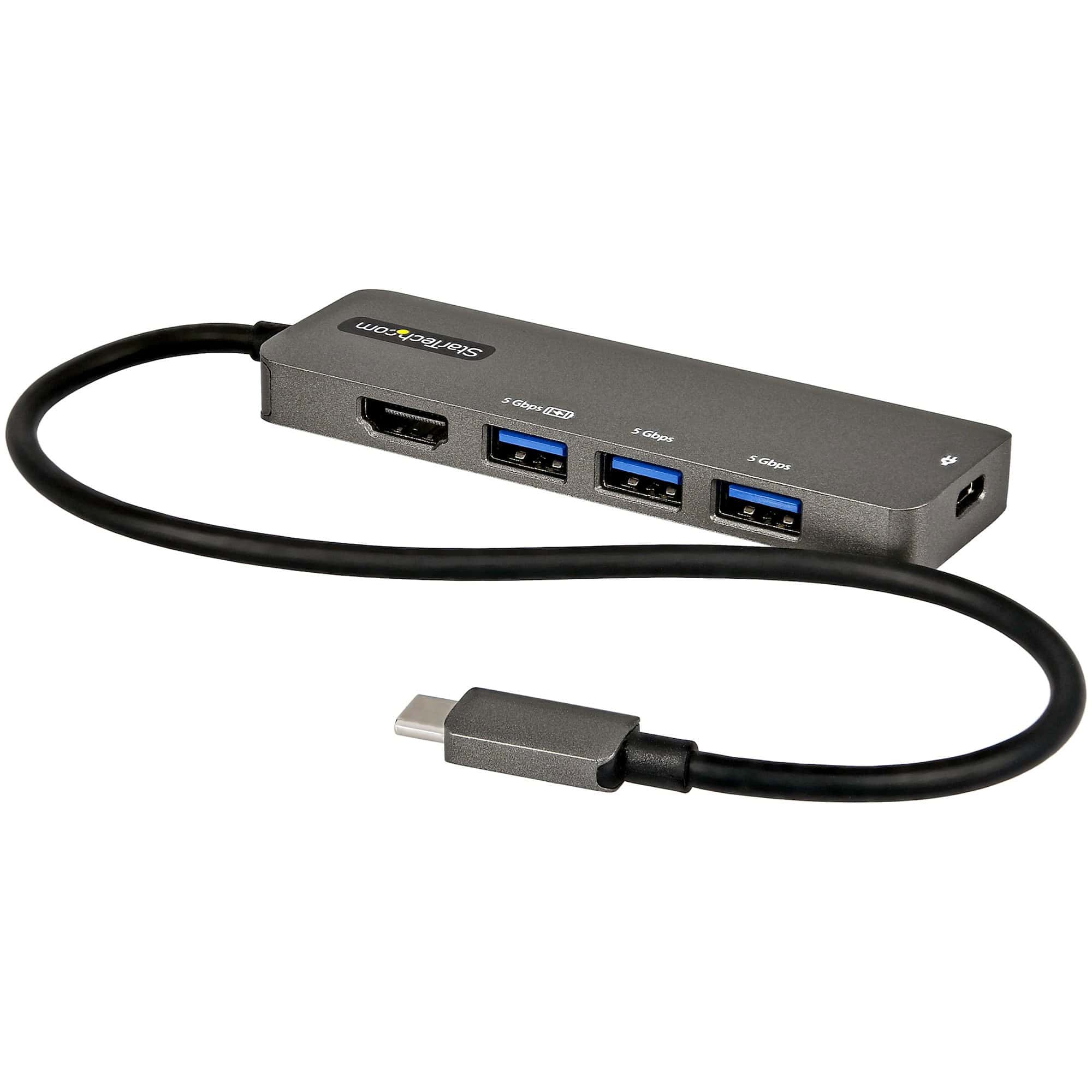 StarTech.com USB C Multiport Adapter - USB-C naar HDMI 2.0b 4K 60Hz (HDR10), 100W Power Delivery Pass-Through, 4-Port USB 3.0 Hub - USB Type-C Mini Dock - 30cm Vaste Kabel (DKT30CHPD3) thumbnail
