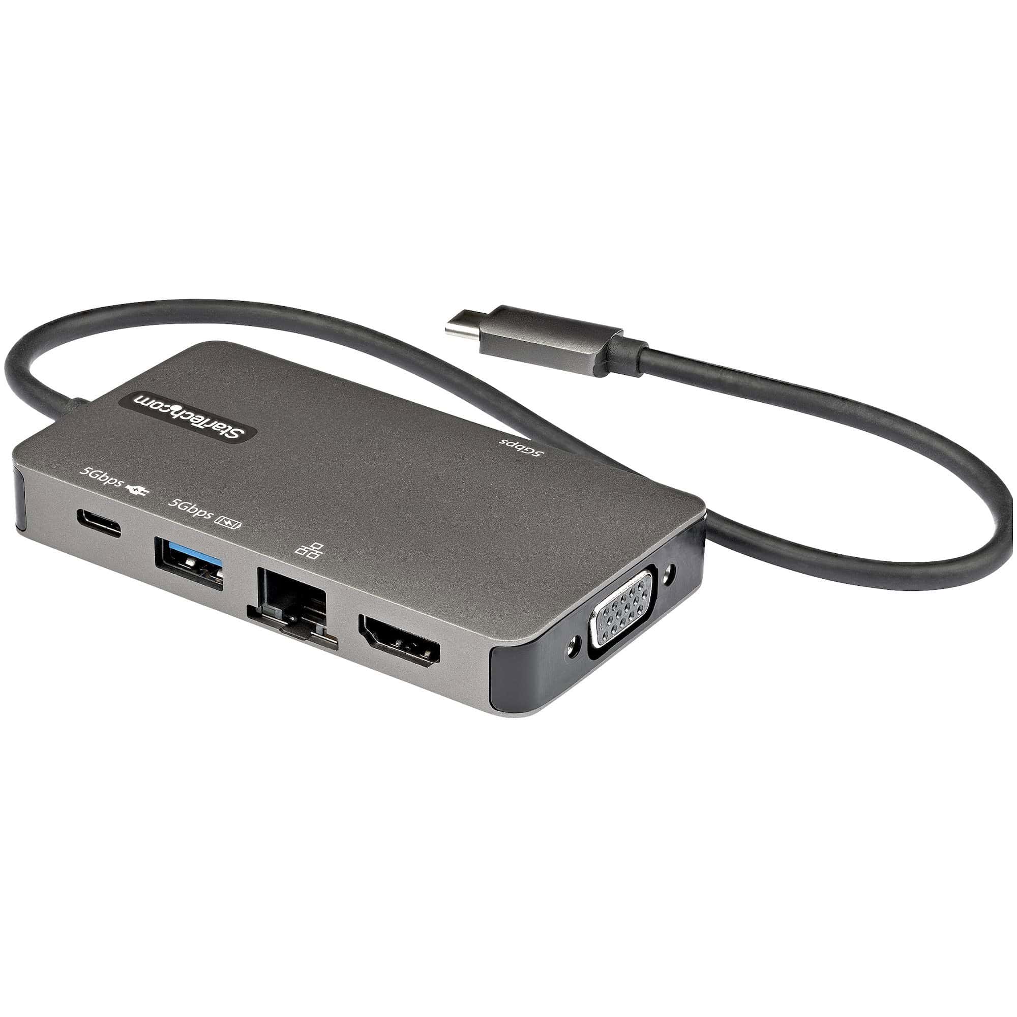StarTech.com USB-C Multiport Adapter - USB-C to 4K 30Hz HDMI or 1080p VGA - USB Type-C Mini Dock met 100W Power Delivery Passthrough, 3-Port USB Hub 5Gbps, GbE - 30cm Kabel (DKT30CHVPD2) thumbnail