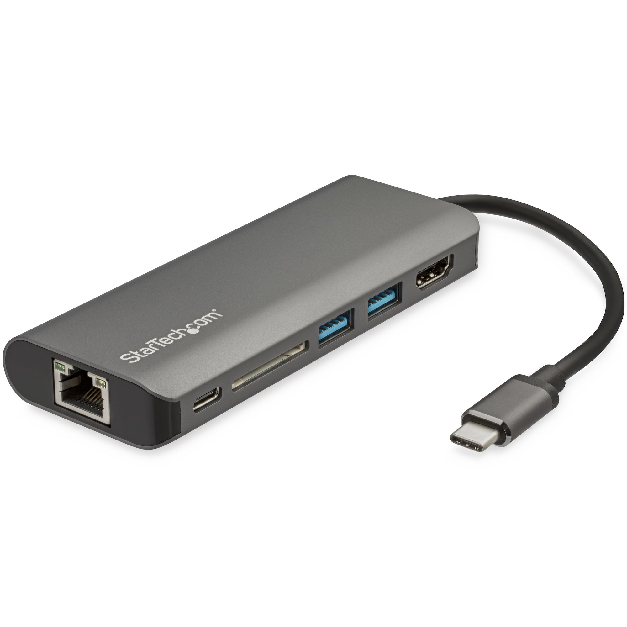 StarTech.com USB-C Multiport Adapter - USB-C Travel Dock met 4K HDMI, 3x USB 3.0 Hub, SD/SDHC, GbE, 60W PD 3.0 Pass-Through - Compacte USB-C Mini Docking Station USB Type-C/Thunderbolt 3 (DKT30CSDHPD3) thumbnail