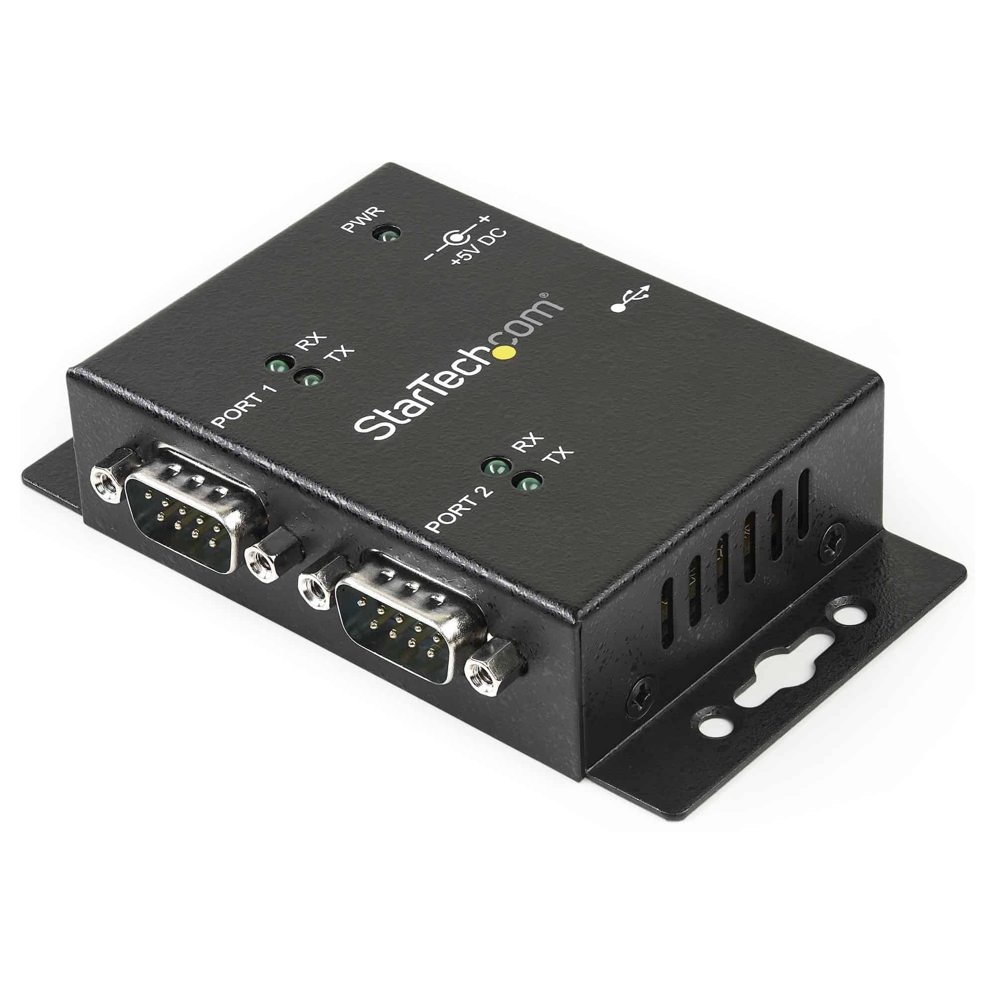 StarTech.com 2-poort Industriële USB naar Seriële Adapter Hub Wandmontage met DIN-Rail Clips (ICUSB2322I) thumbnail