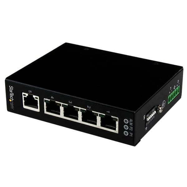 StarTech.com 5-poorts onbeheerde industriële gigabit Ethernet switch op een DIN-rail / wand monteerbaar (IES51000) thumbnail