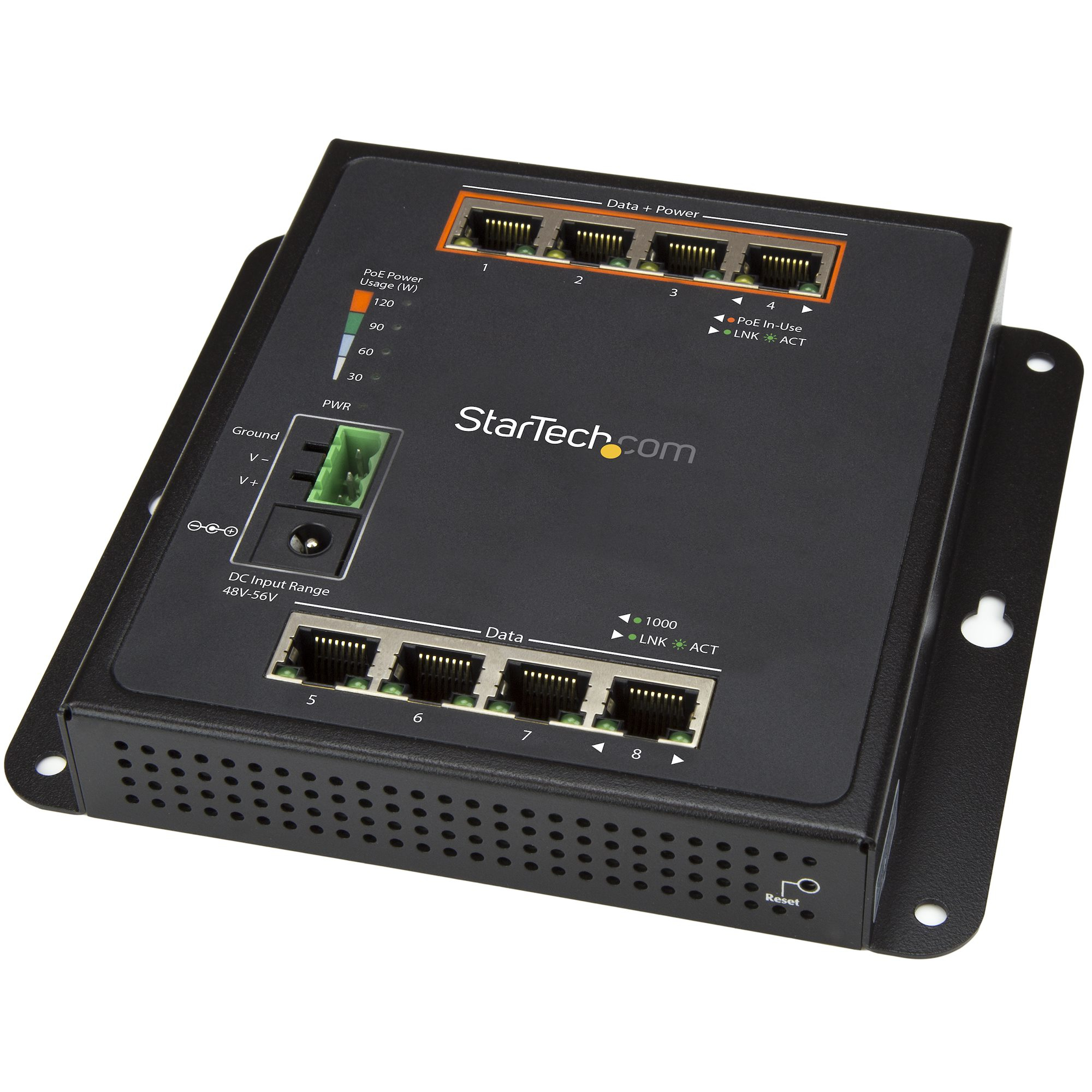 StarTech.com 8 poorts (4 PoE+) Gigabit ethernet switch managed wandmonteerbaar met toegang voorzijde (IES81GPOEW) thumbnail