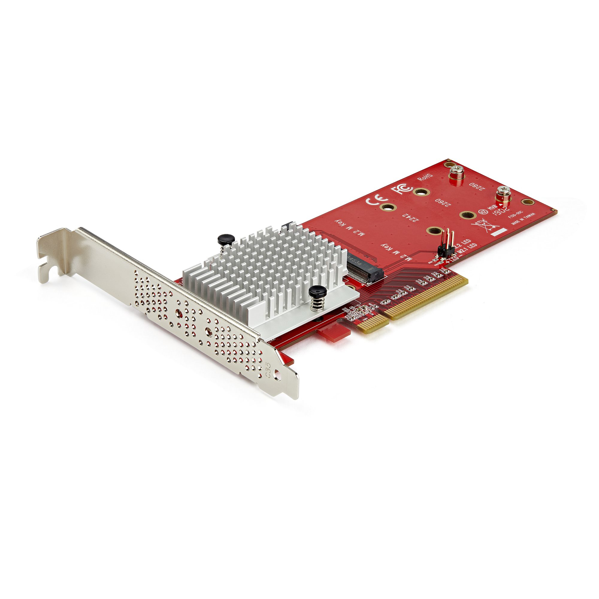 StarTech.com Dual M.2 PCIe SSD Adapter Kaart, x8 / x16 Dual NVMe of AHCI M.2 SSD naar PCI Express 3.0, M.2 NGFF PCIe (M-Key) Compatibel, Ondersteunt 2242, 2260, 2280, JBOD, Mac & PC (PEX8M2E2) thumbnail