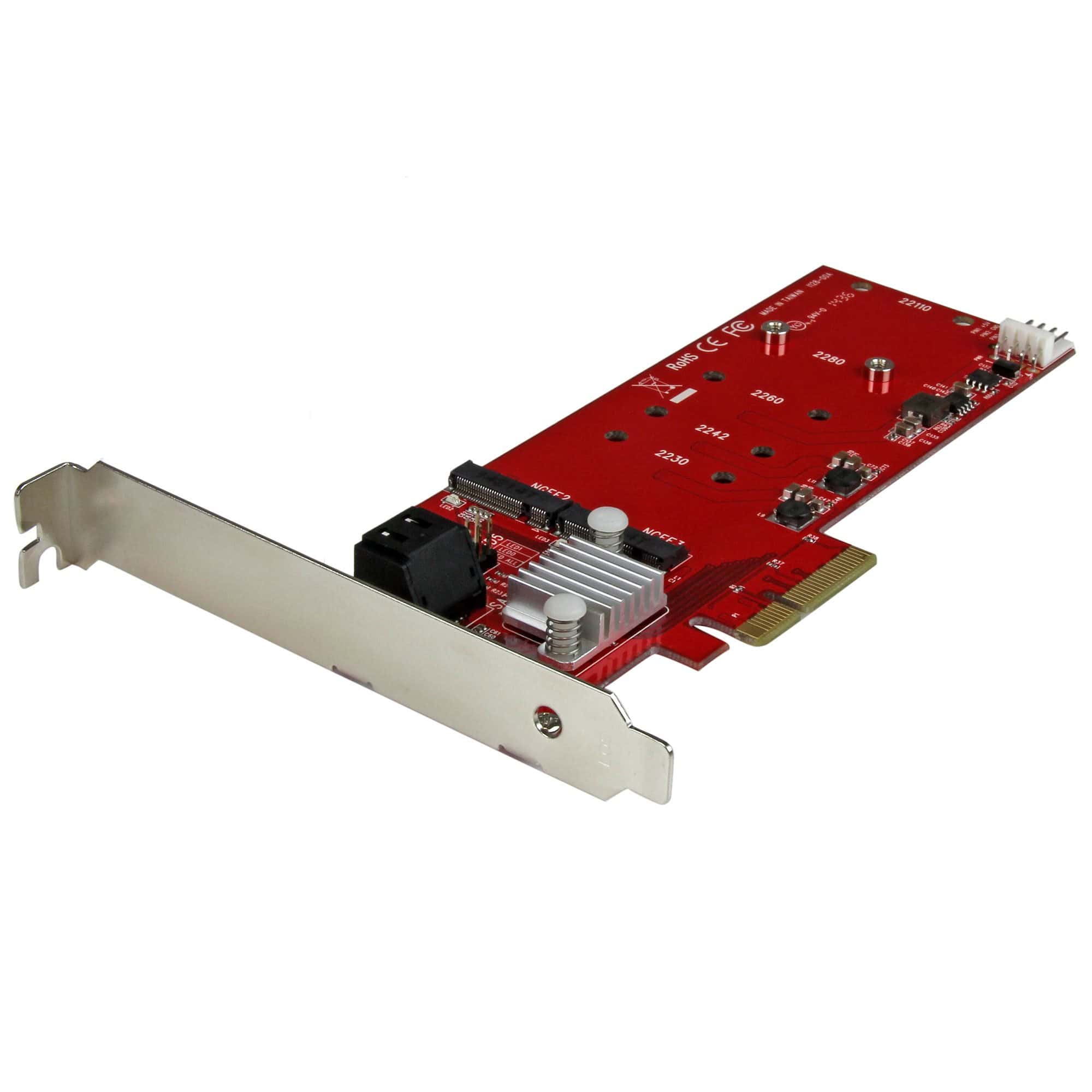 StarTech.com 2x M.2 NGFF SSD RAID Controller Kaart plus 2x SATA III Ports, PCIe, Twee Slot PCI Express M.2 RAID Kaart plus Twee SATA Poorten (PEXM2SAT3422) thumbnail