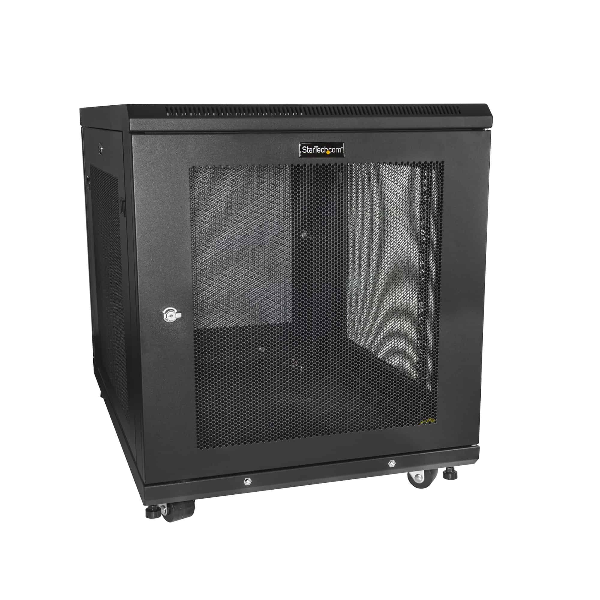 StarTech.com 12U 19” Server Rack Cabinet, 4 Post, Verstelbare Diepte (5 tot 76cm), IT Rack voor Netwerkapparatuur op Wielen met Schap & Kabel Management, Dell PowerEdge HP ProLiant ThinkServer (RK1233BKM) thumbnail