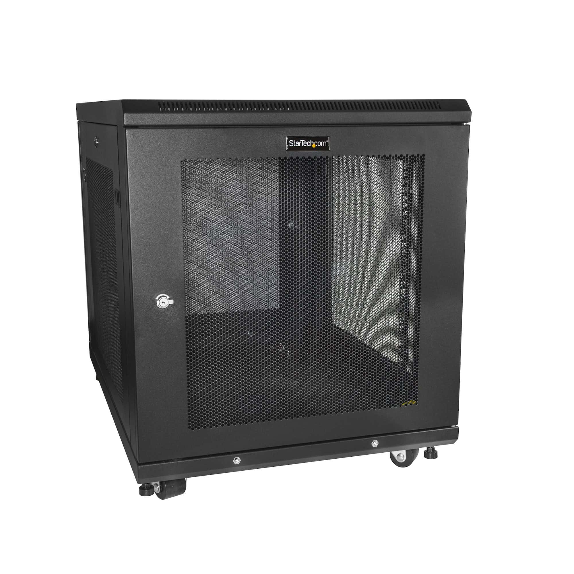 StarTech.com 12U Enterprise-Grade Server Rack Cabinet Kit, 19in Vergrendelbare 4-Post Patchkast met Schap en Kabelbeheer, 75cm Montagediepte, 450kg Draagkracht (RK1233BKM) thumbnail