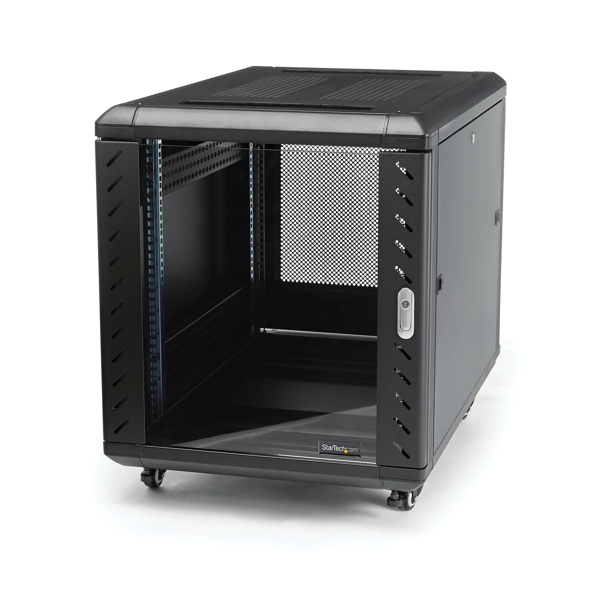 StarTech.com 12U Enterprise-Grade Server Rack Cabinet, 19in Vergrendelbare 4-Post Patchkast met 75cm Montagediepte en 800kg Draagkracht (RK1236BKF) thumbnail