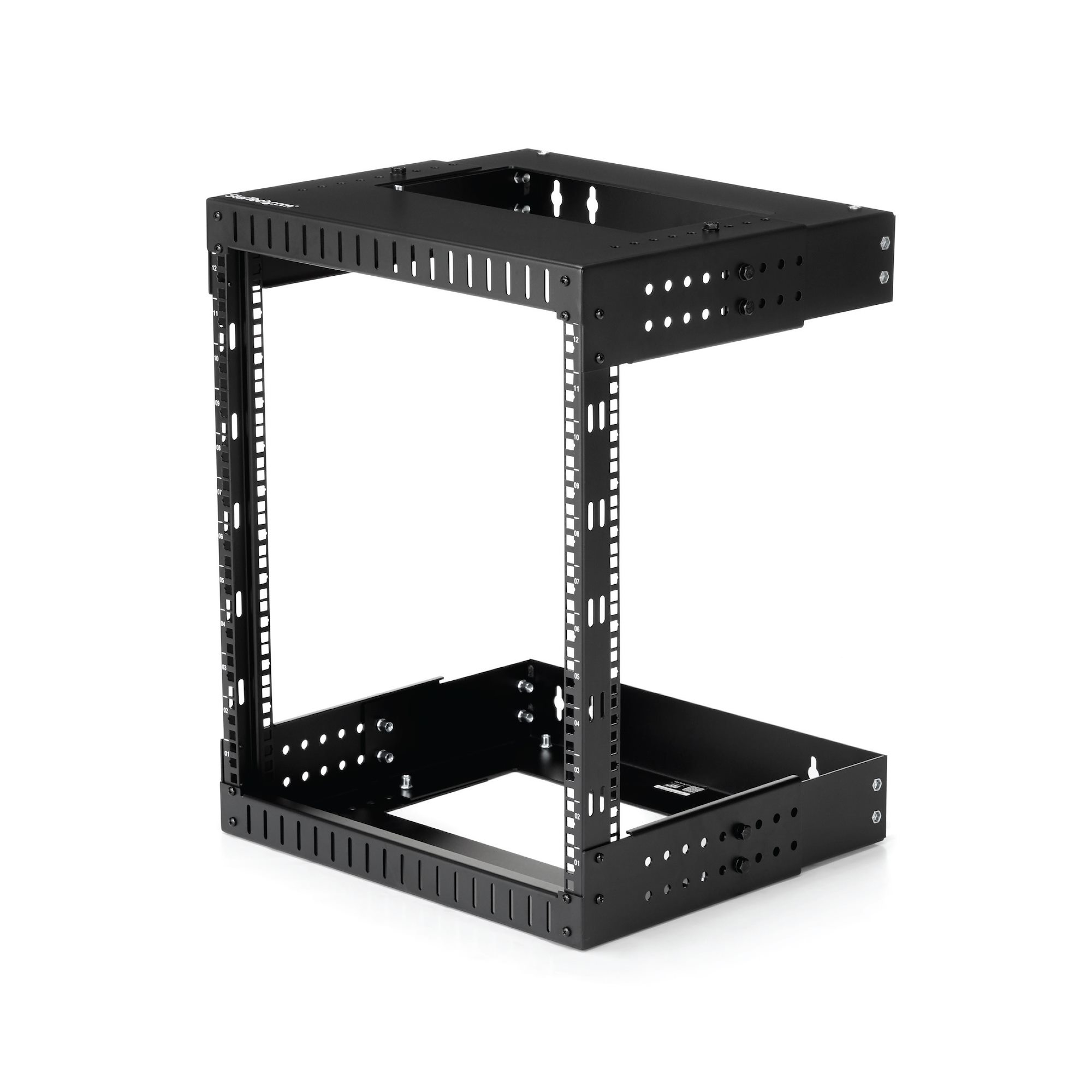 StarTech.com 2 Post 12U Heavy-Duty Wandmonteerbare Server Rack, 19 Open Frame Netwerk Rack met Verstelbare Diepte, Data Rack voor IT/AV/Patchpaneel/Computer Apparatuur, Incl Kooimoeren en Schroeven (RK12WALLOA) thumbnail