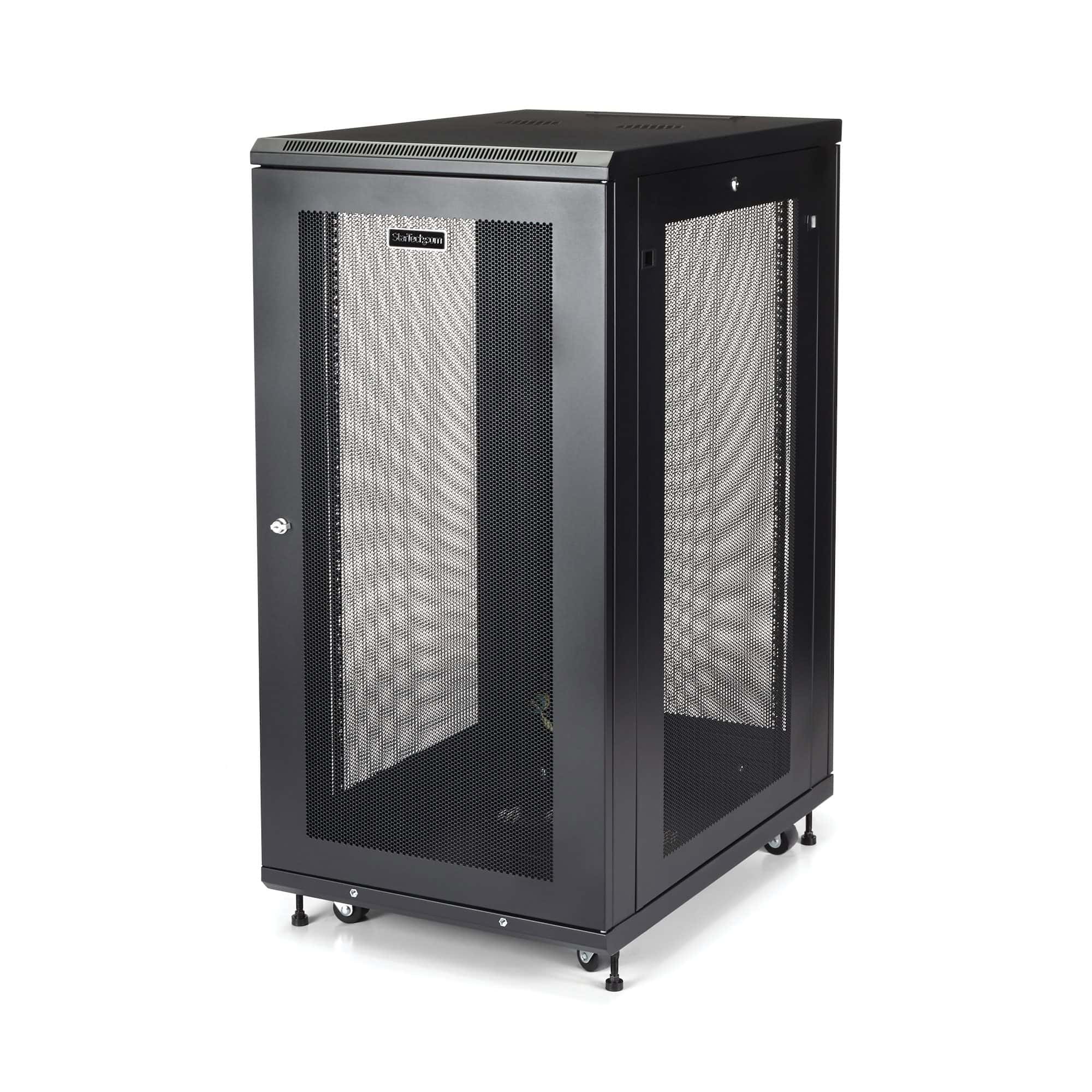 StarTech.com 24U Enterprise-Grade Server Rack Cabinet Kit, 19in Vergrendelbare 4-Post Patchkast met Schap en Kabelbeheer, 75cm Montagediepte, 450kg Draagkracht (RK2433BKM) thumbnail