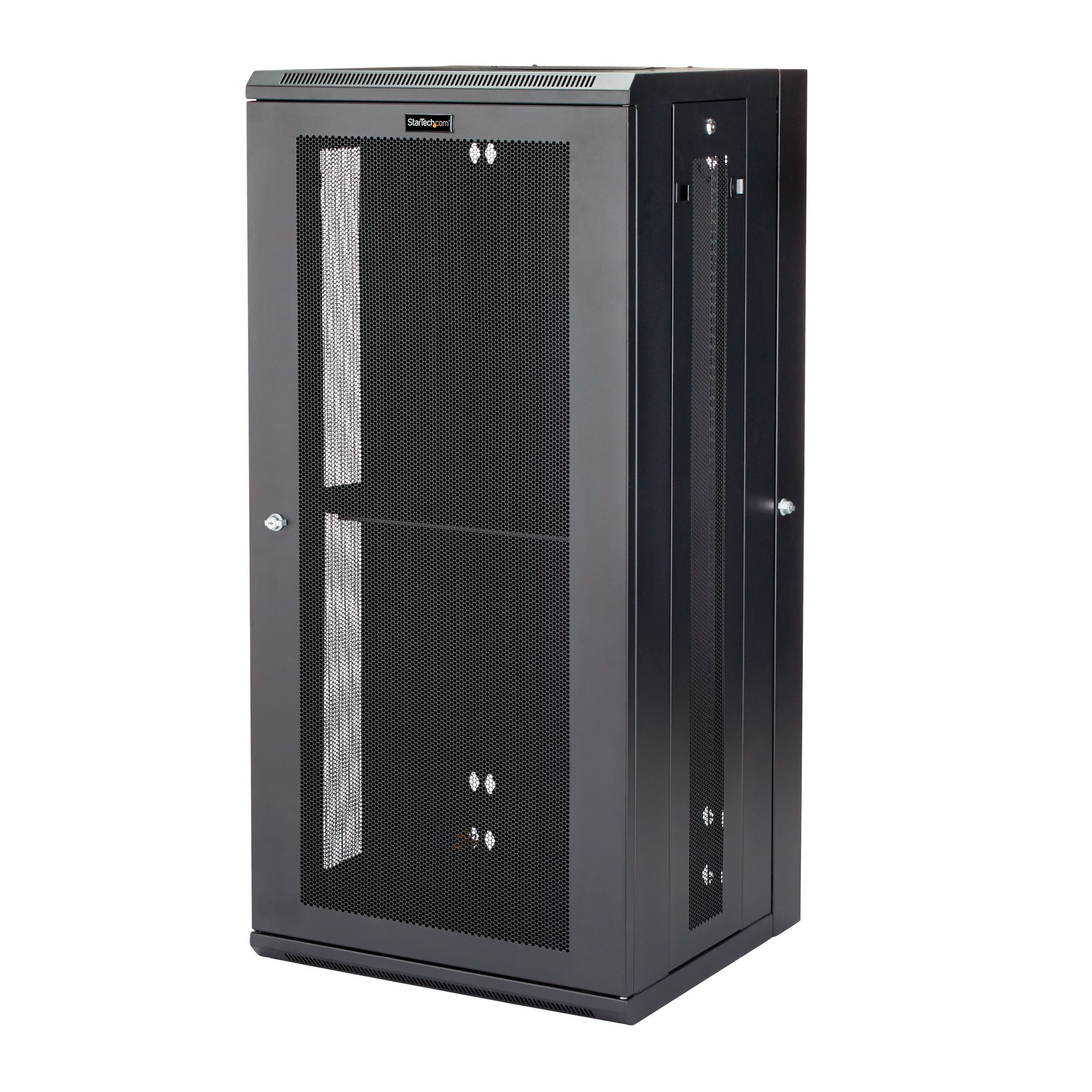 StarTech.com 4 Post 26U Wandmonteerbare Netwerkkast met 1U Schap, 19 Scharnierende Patchkast voor Data/AV/Electronica/Computer Apparatuur, Veelzijdig Geventileerd Server Rack, Vergrendelbaar (RK2620WALHM) thumbnail