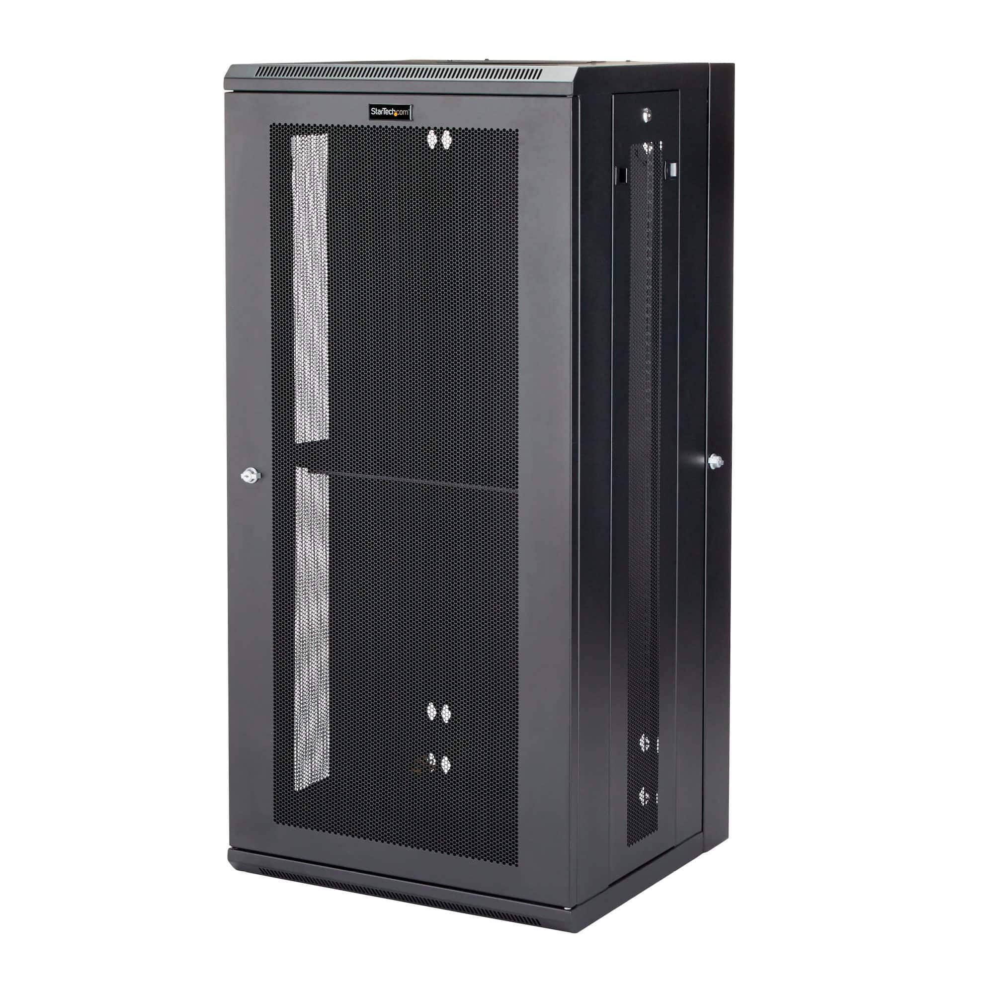 StarTech.com 4 Post 26U Wandmonteerbare Netwerkkast met 1U Schap, 19" Scharnierende Patchkast voor Data/AV/Electronica/Computer Apparatuur, Veelzijdig Geventileerd Server Rack, Vergrendelbaar (RK2620WALHM) thumbnail