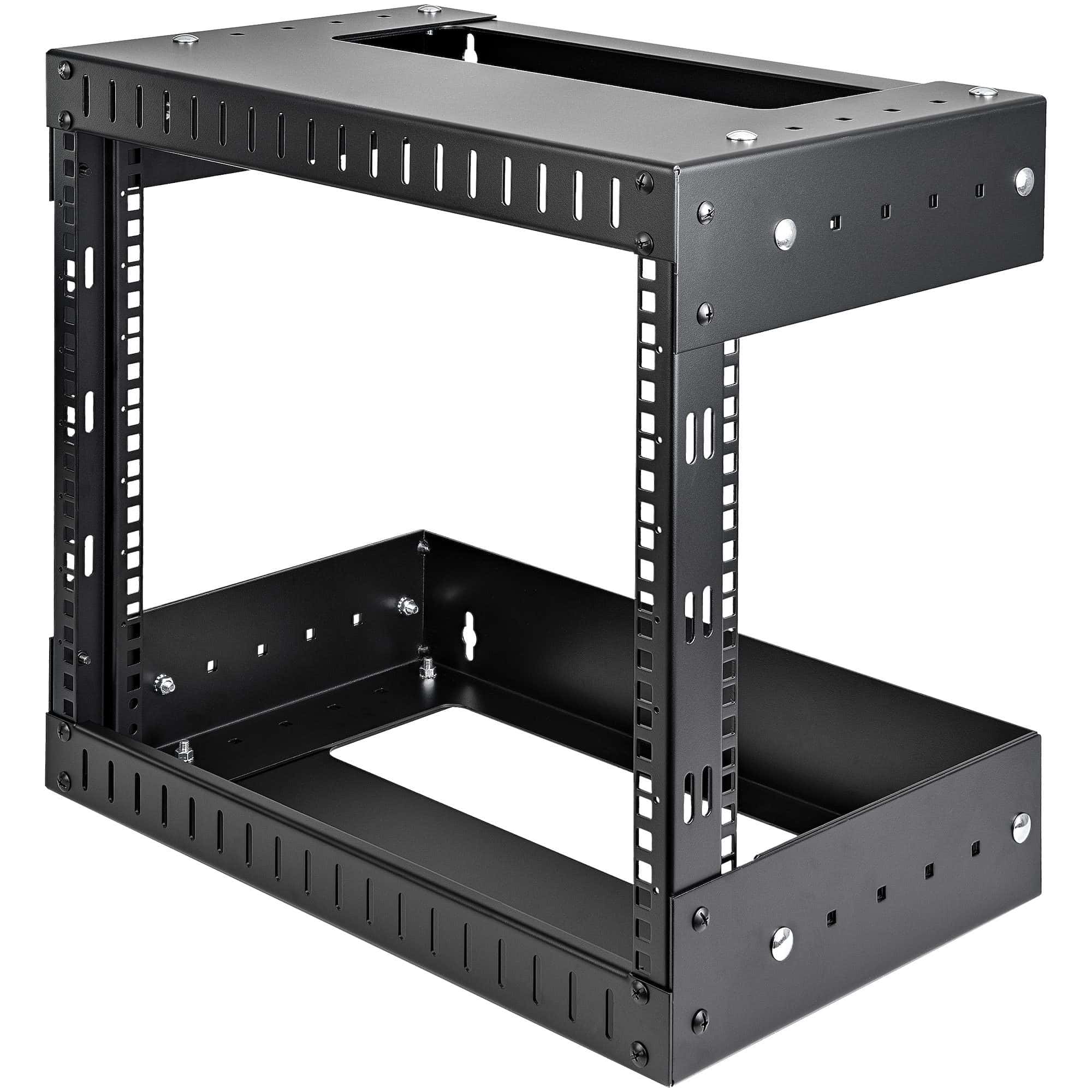StarTech.com 2 Post 8U Heavy-Duty Wandmonteerbare Server Rack, 19 Open Frame Netwerk Rack met Verstelbare Diepte, Data Rack voor IT/AV/Patchpaneel/Computer Apparatuur, Incl Kooimoeren en Schroeven (RK812WALLOA) thumbnail