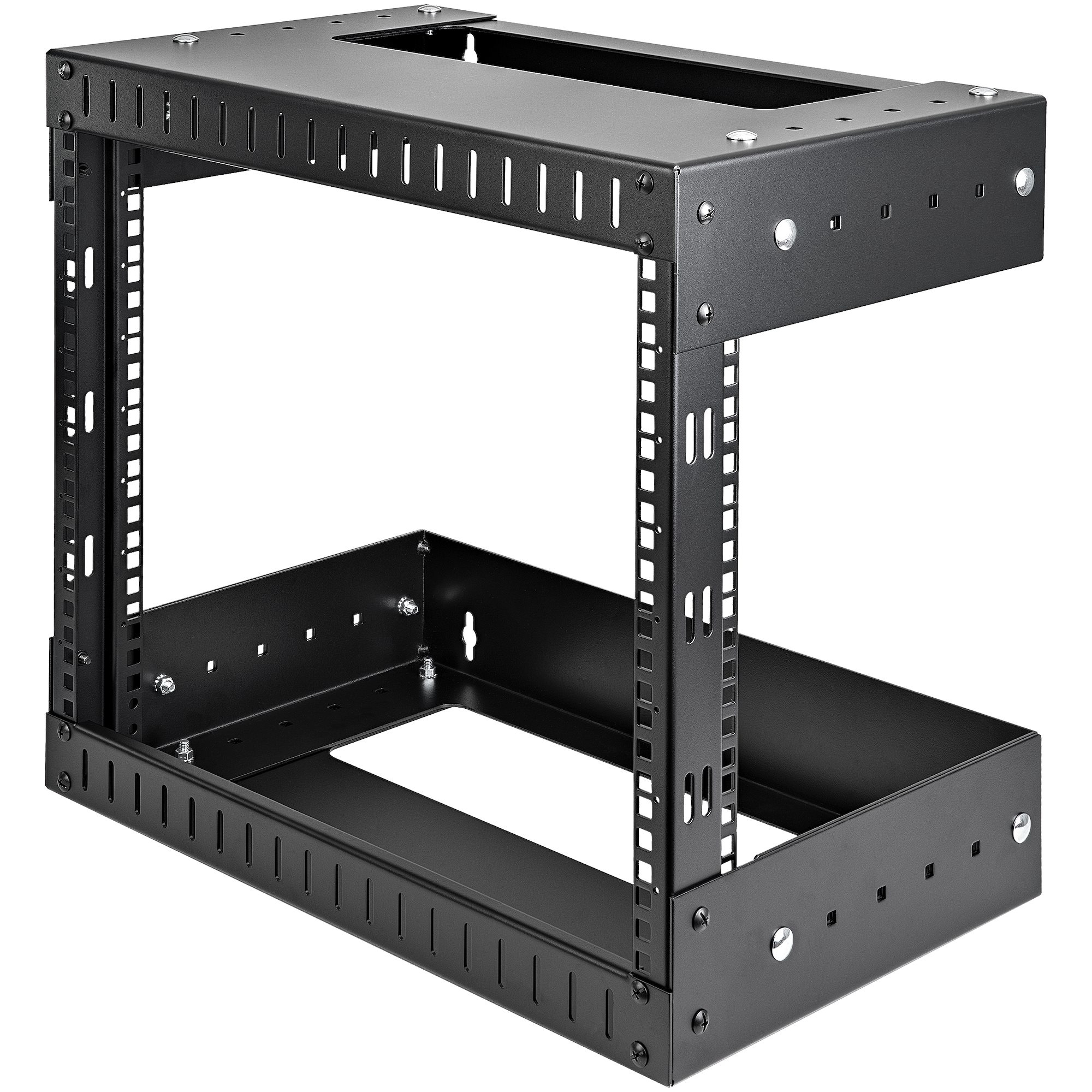 StarTech.com 2 Post 8U Heavy-Duty Wandmonteerbare Server Rack, 19" Open Frame Netwerk Rack met Verstelbare Diepte, Data Rack voor IT/AV/Patchpaneel/Computer Apparatuur, Incl Kooimoeren en Schroeven (RK812WALLOA) thumbnail