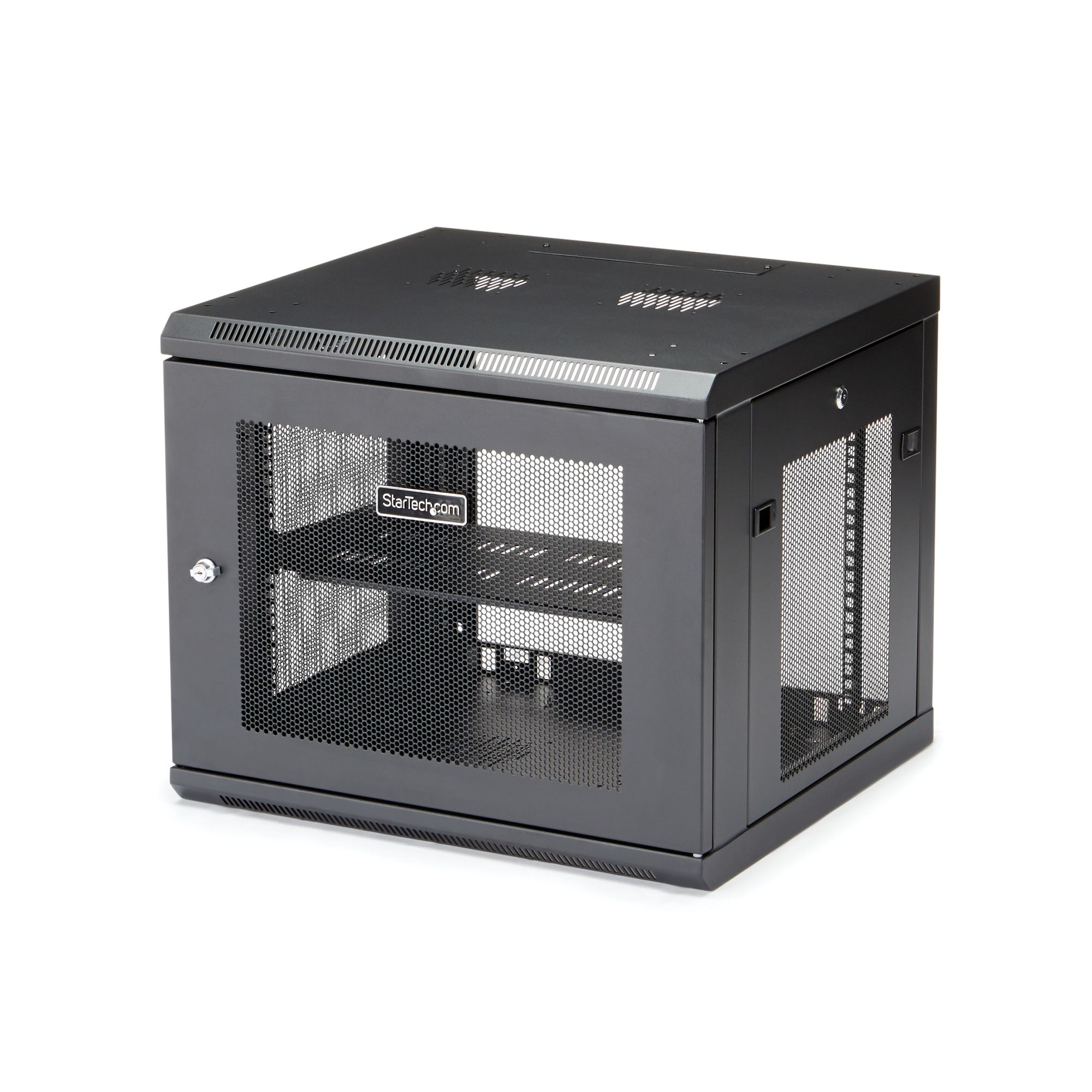 StarTech.com 4 Post 9U Wandmonteerbare Netwerkkast met 1U Schap, 19" Patchkast voor Data/AV/Electronica/Computer Apparatuur, Compacte Geventileerd Server Rack, Vergrendelbaar (RK920WALM) thumbnail