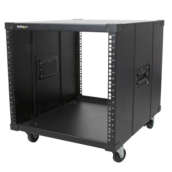 StarTech.com 4-Post 9U Mobiel Open Frame Server Rack, 19" Patchkast met Wielen en 4 Stijlen voor Thuis / Kantoor / Beperkte Ruimtes, Kleine Serverkast voor Computer / AV / Netwerk Apparatuur - TAA Compliant (RK960CP) thumbnail
