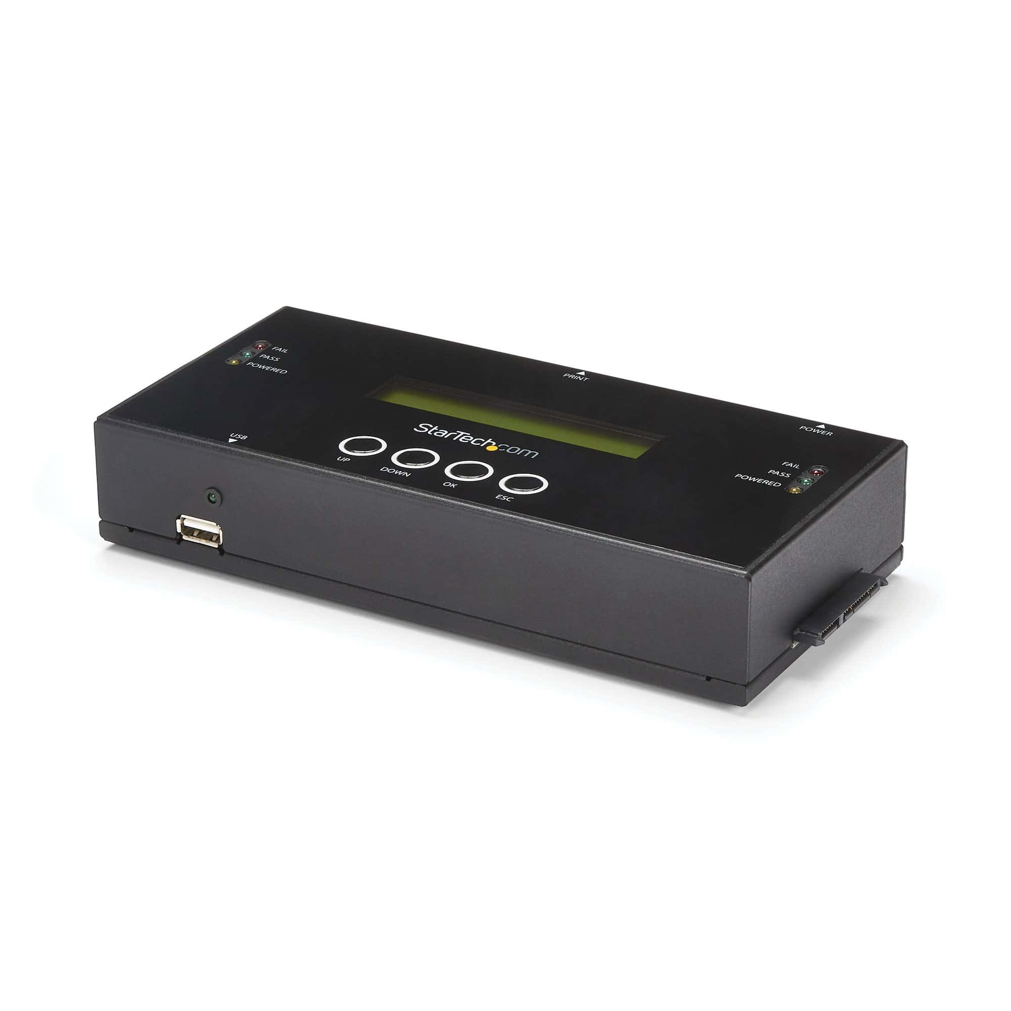 StarTech.com 1:1 Standalone Hard Drive Cloner & Wisser, SAS en SATA HDD/SSD Kloner/Copier/Eraser, Hard Disk Duplicator en Secure Erase Dock, LCD Display, TAA Compliant (SATSASDUPE11) thumbnail