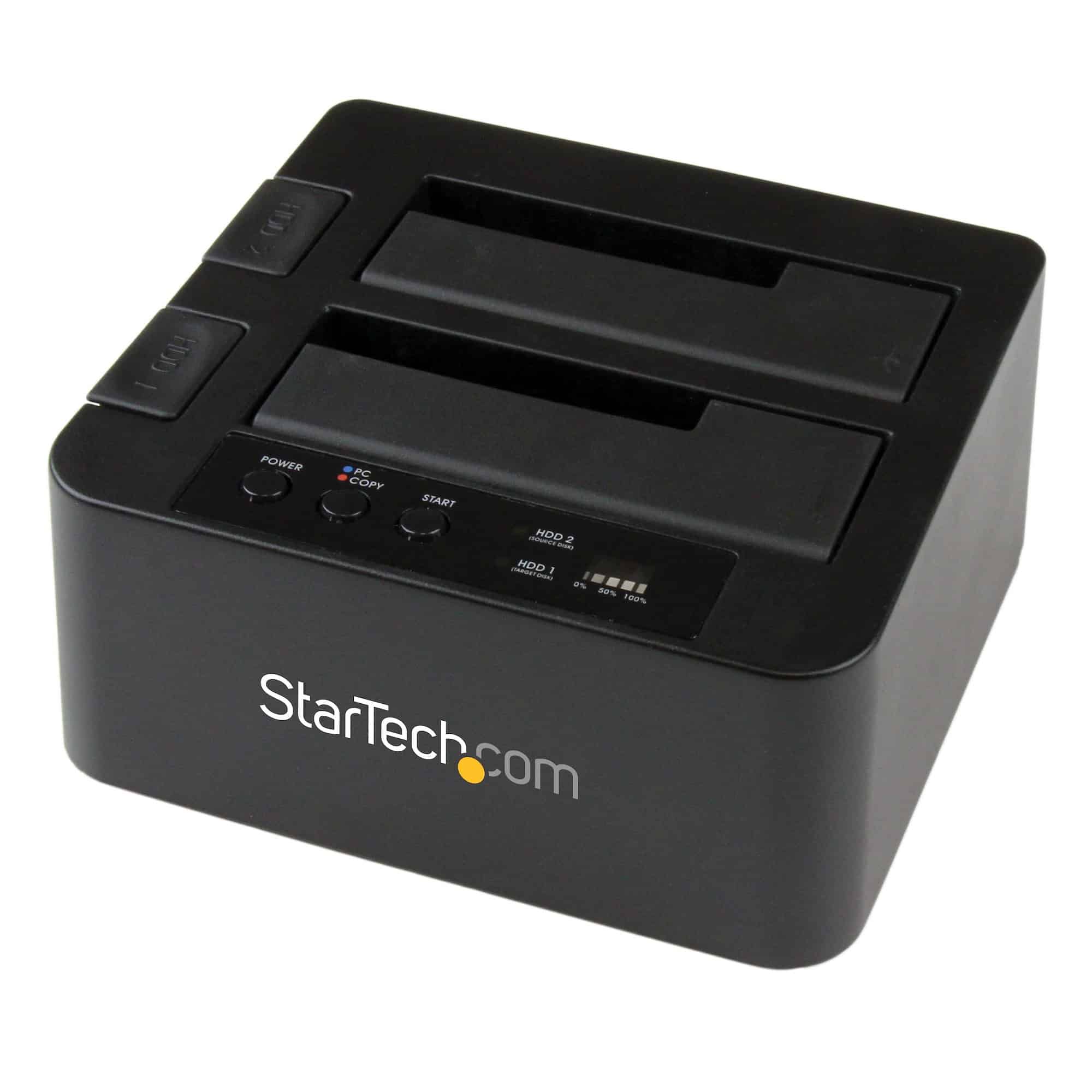 StarTech.com Dual Bay Hard Drive Cloner, Standalone USB 3.2 Gen 1 (5 Gbps) / eSATA naar 2.5/3.5" SATA III HDD/SSD Kloner/Copier, Harde Schijf Duplicator Dock, Hard Disk Copy (SDOCK2U33RE) thumbnail