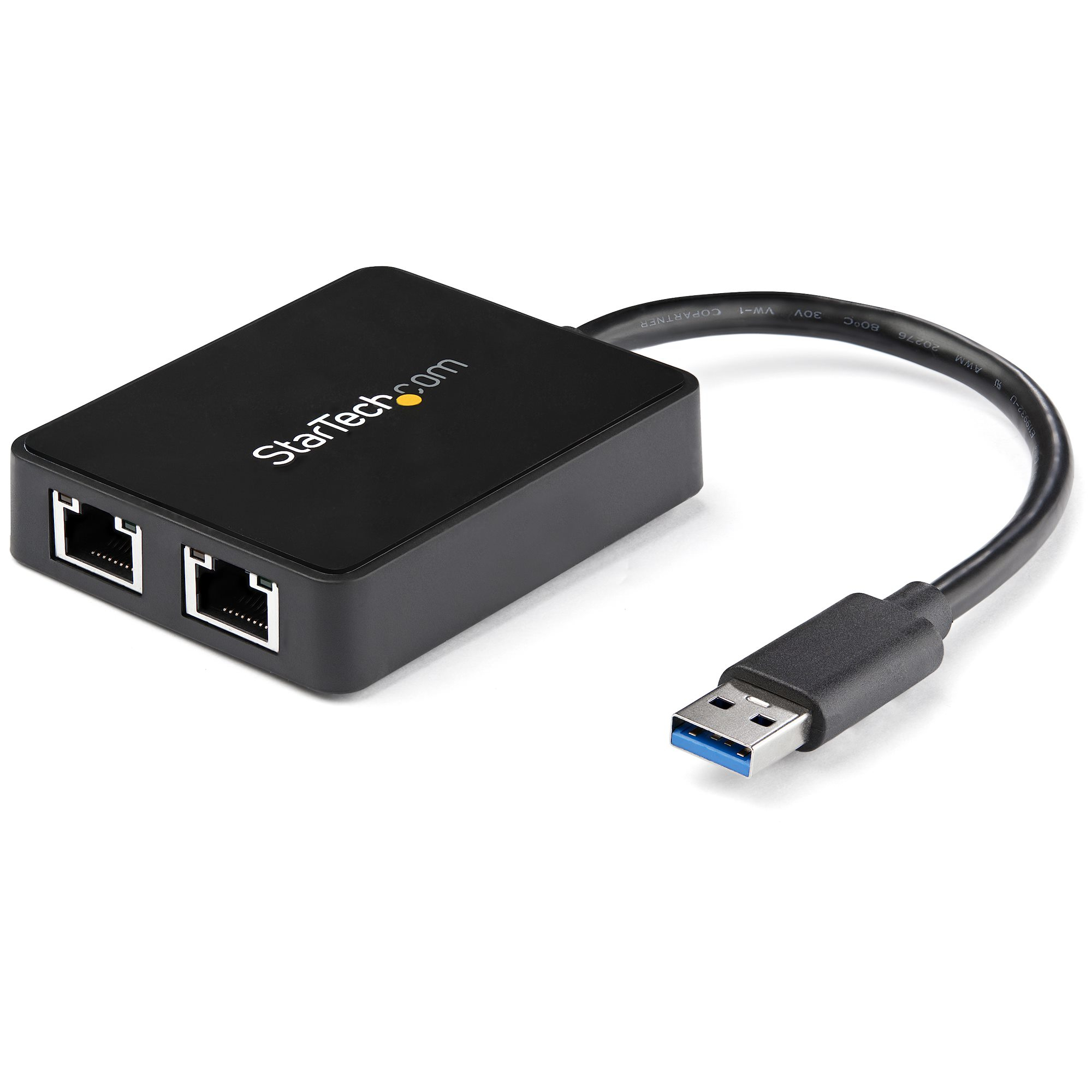 StarTech.com USB 3.0 naar Dual Port Gigabit Ethernet Adapter, USB 3.0 Netwerkadapter NIC met USB Poort, USB naar 2x RJ45 LAN GbE Adapter, USB Passthrough (USB32000SPT) thumbnail