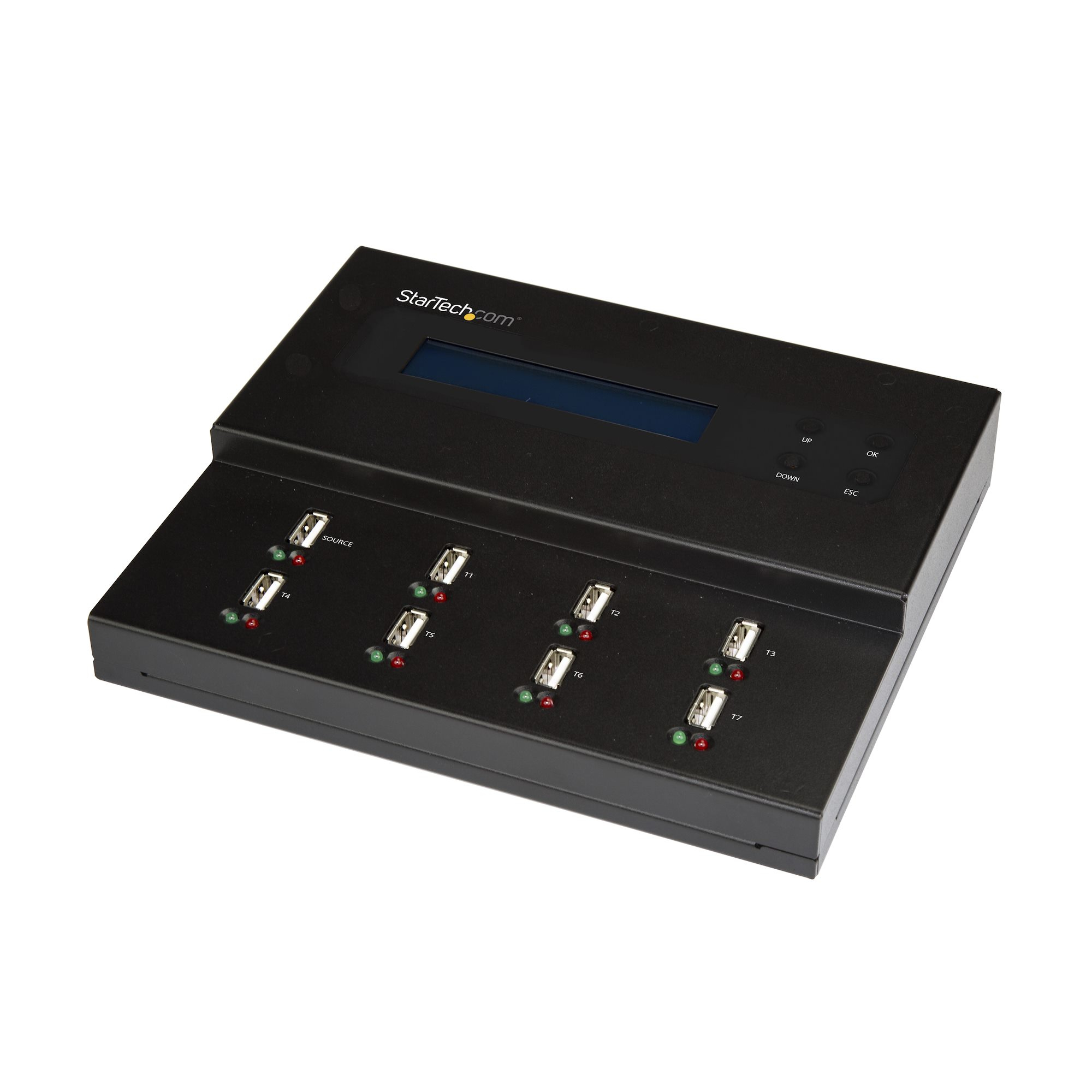 StarTech.com Standalone 1 naar 7 USB Thumb Drive Cloner en Wisser, Multiple USB Flash Drive Kloner, System/File/Whole-Drive Copy aan 1.5 GB/min, Single en 3-Pass Erase, LCD Display (USBDUPE17) thumbnail