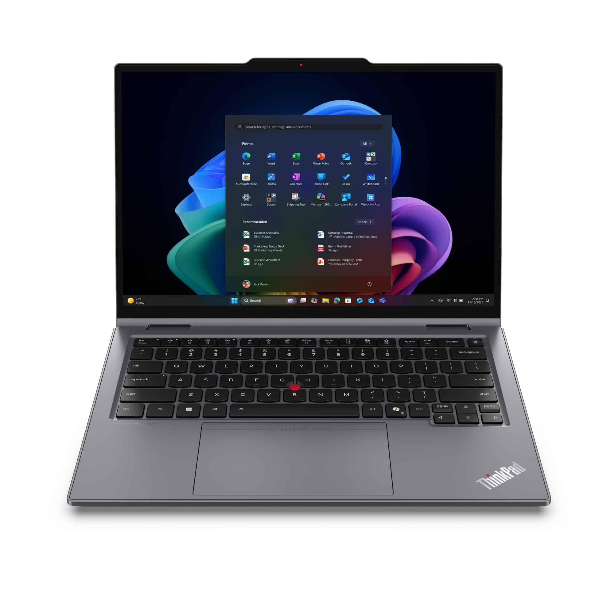 Lenovo ThinkPad X1 2-in-1 Gen 11 Aura Edition Copilot+ PC Intel Core Ultra 7 355 Hybride (2-in-1) 35,6 cm (14") Touchscreen WUXGA 32 GB LPDDR5x-SDRAM 1 TB SSD Wi-Fi 7 (802.11be) Windows 11 Pro Engels Grijs (21V90022MH) thumbnail
