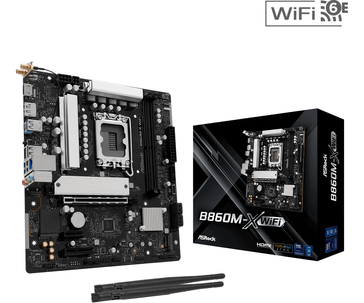 ASRock MB Sc LGA1851 B860M-X WIFI - Intel B860 - 2xDDR5 - 1xDP - 1xHDMI - WiFi - mATX (B860M-XWIFI) thumbnail