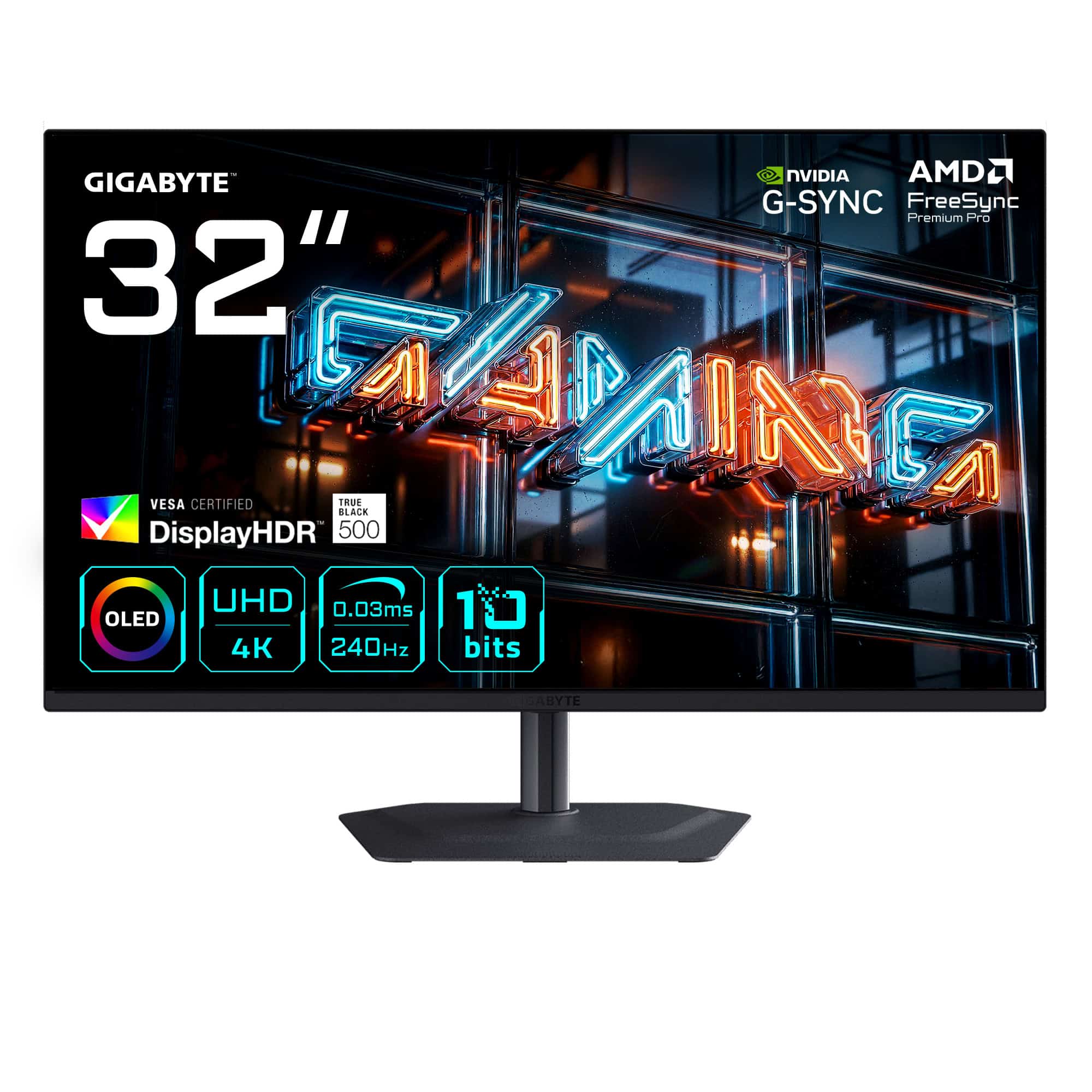 GIGABYTE MO32U24 computer monitor 80 cm (31.5") 3840 x 2160 Pixels 4K Ultra HD QD-OLED Zwart (MO32U24 EK) thumbnail