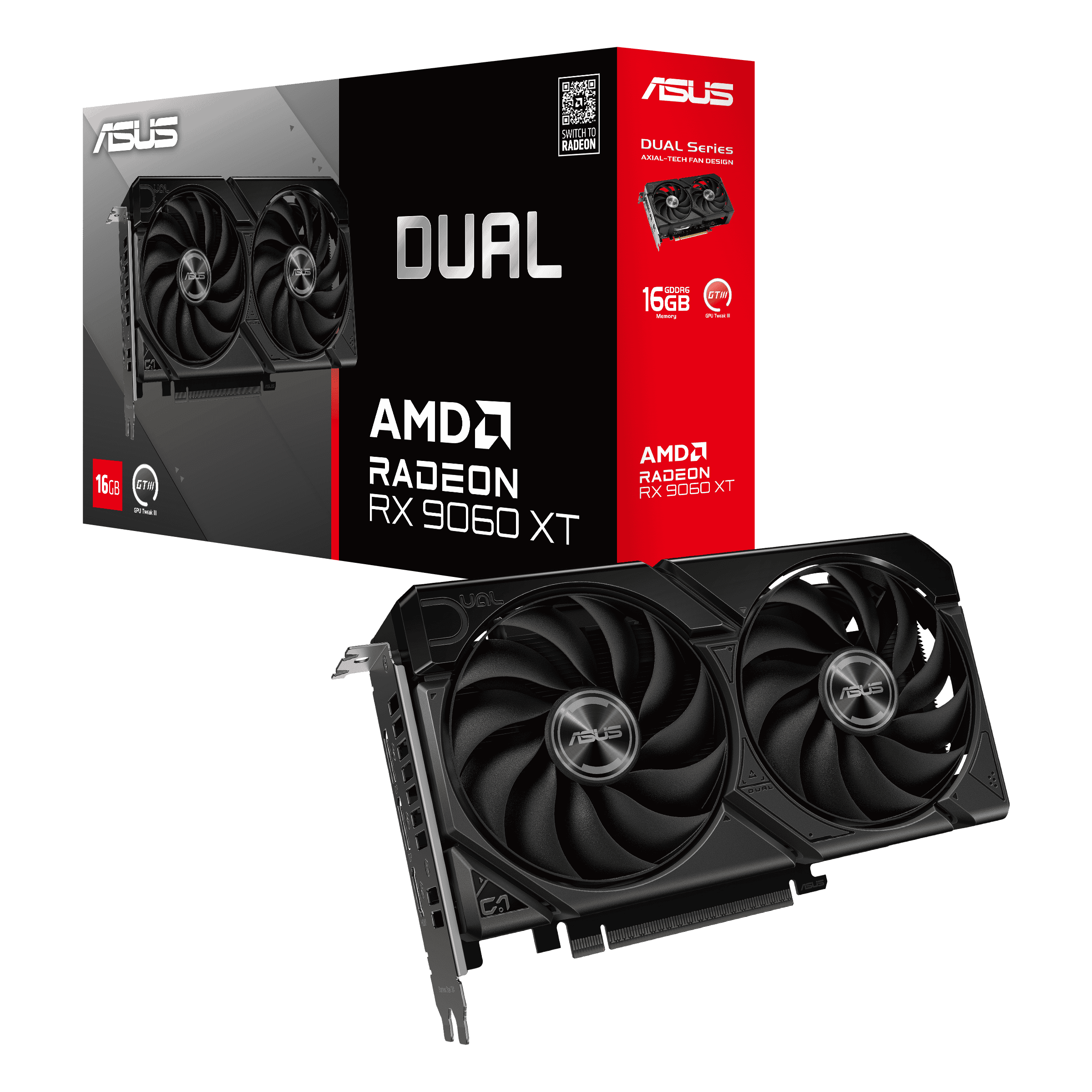 ASUS Graphics Card AMD Radeon RX 9060 XT 16 GB GDDR6 128-bit PCI Express 5.0 Active (DUAL-RX9060XT-16G) thumbnail