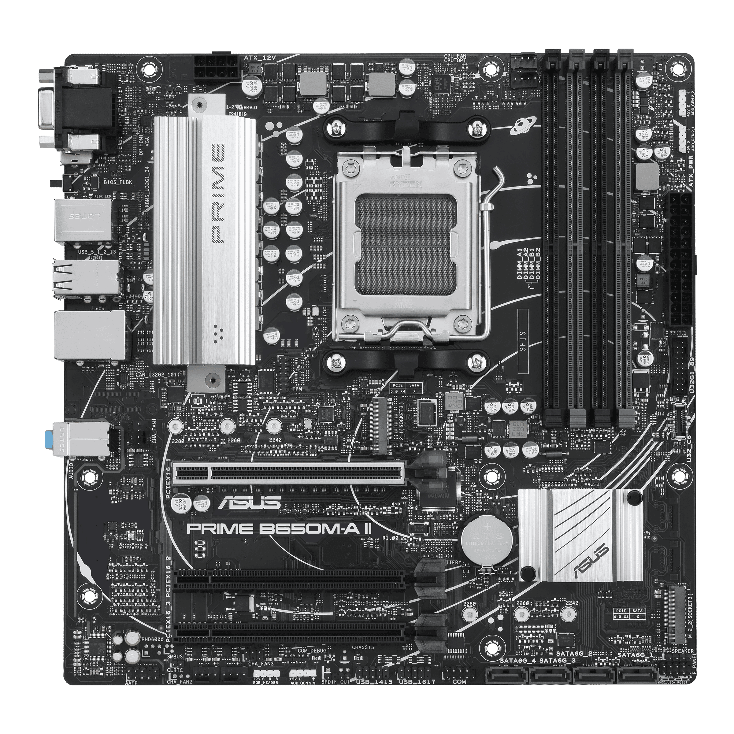 ASUS Motherboard AMD B650 SAM5 Micro-ATX DDR5 Memory 4 Memory Slots 2xPCI-Express 4.0 16x (PRIME B650M-A II-CSM) thumbnail