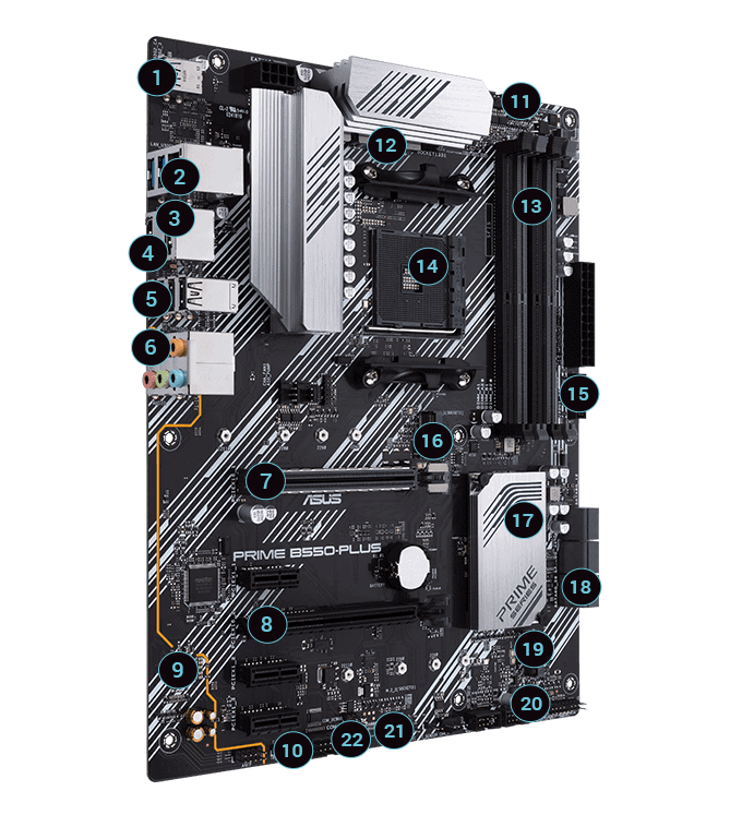 ASUS Motherboard AMD B550 SAM4 ATX DDR4 Memory 4 Memory Slots (PRIMEB550-PLUS) thumbnail